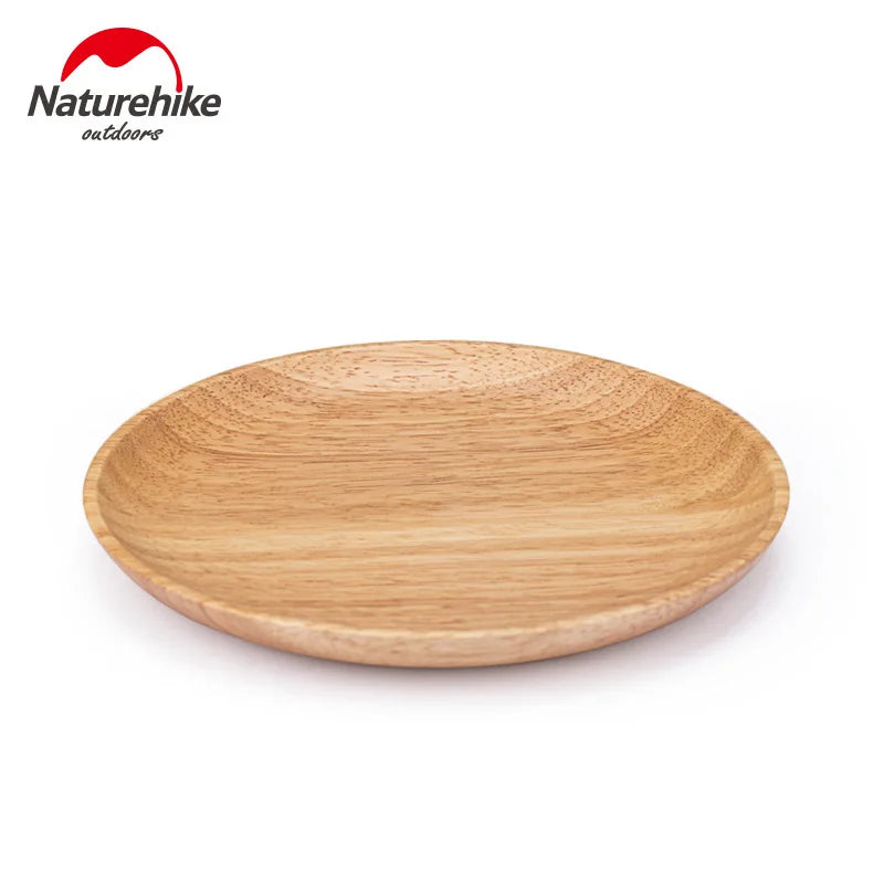 Naturehike Solid Wood Dish Plate Outdoor Camping Plate Wooden Round Pan Fruit Dishes Saucer Tea Tray Dessert Dinner Plate Food Container Tableware