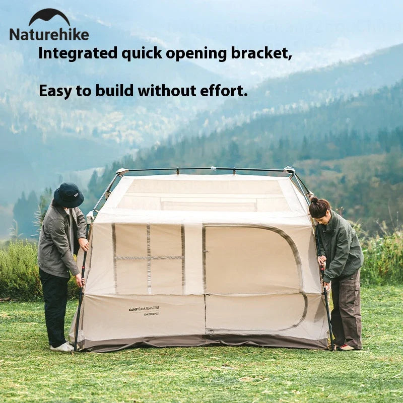 PRE-ORDER Naturehike VILLAGE 6.0 Gen 2 Flagship Edition Fast Automatic Cabin Tent Ti Black Coated Sunscreen Large 15m² Use Space 4 Person Waterproof