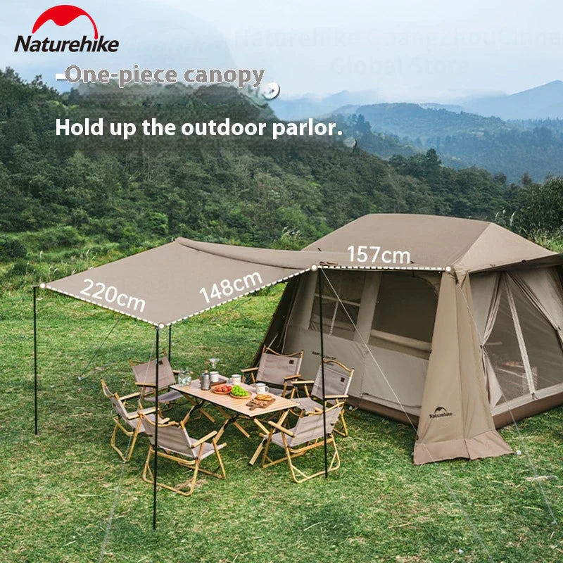 PRE-ORDER Naturehike VILLAGE 6.0 Gen 2 Flagship Edition Fast Automatic Cabin Tent Ti Black Coated Sunscreen Large 15m² Use Space 4 Person Waterproof