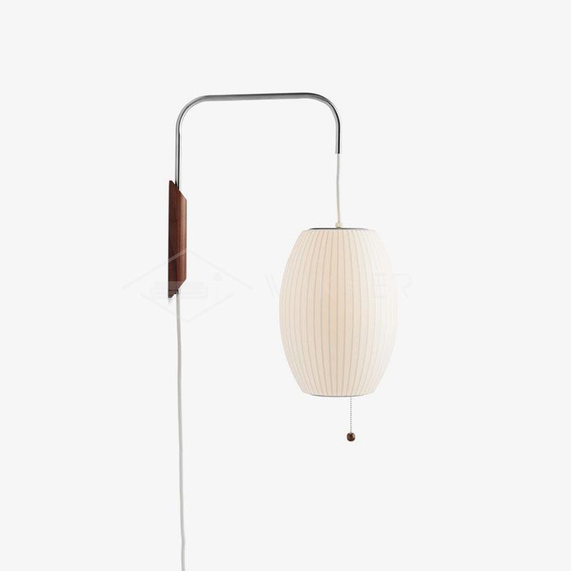 Ribbed Oval Wall Sconce With Pull Chain And Curved Arm