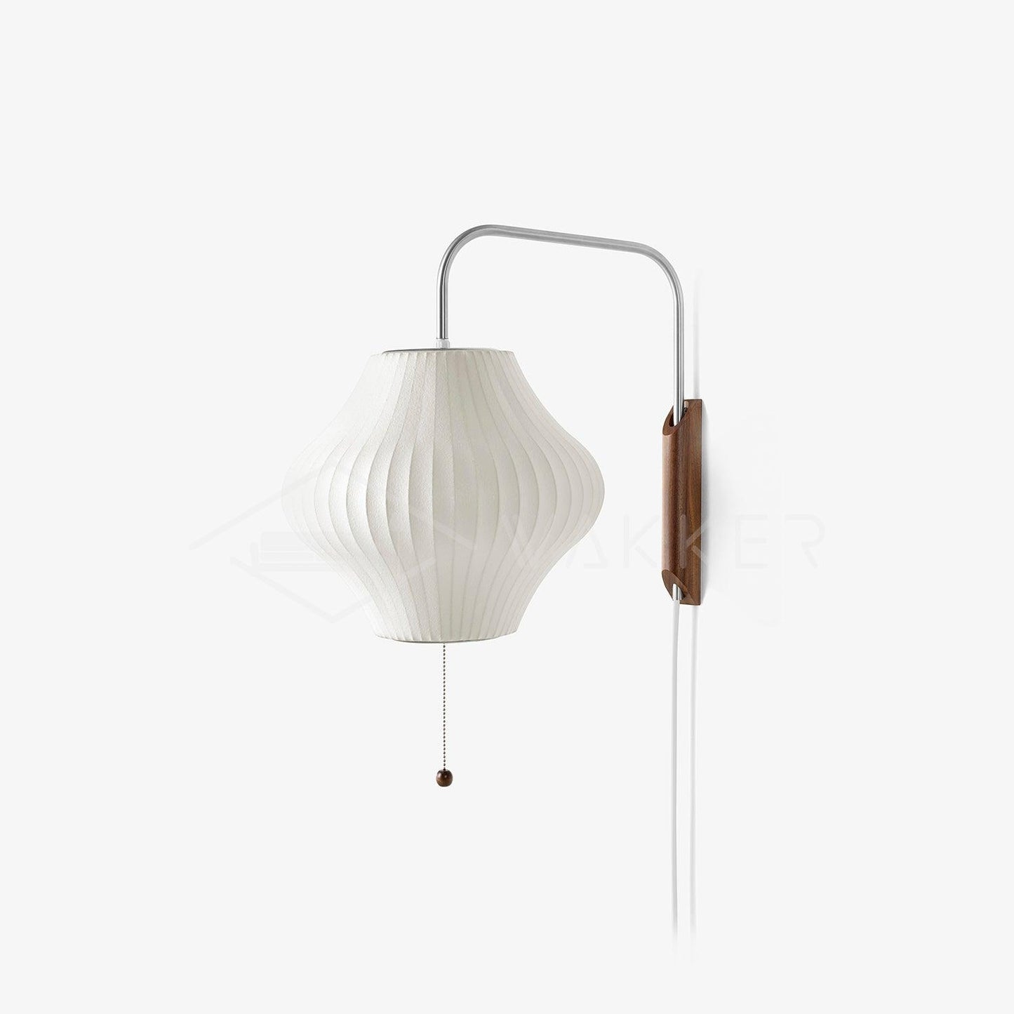 Ribbed Oval Wall Sconce With Pull Chain And Curved Arm