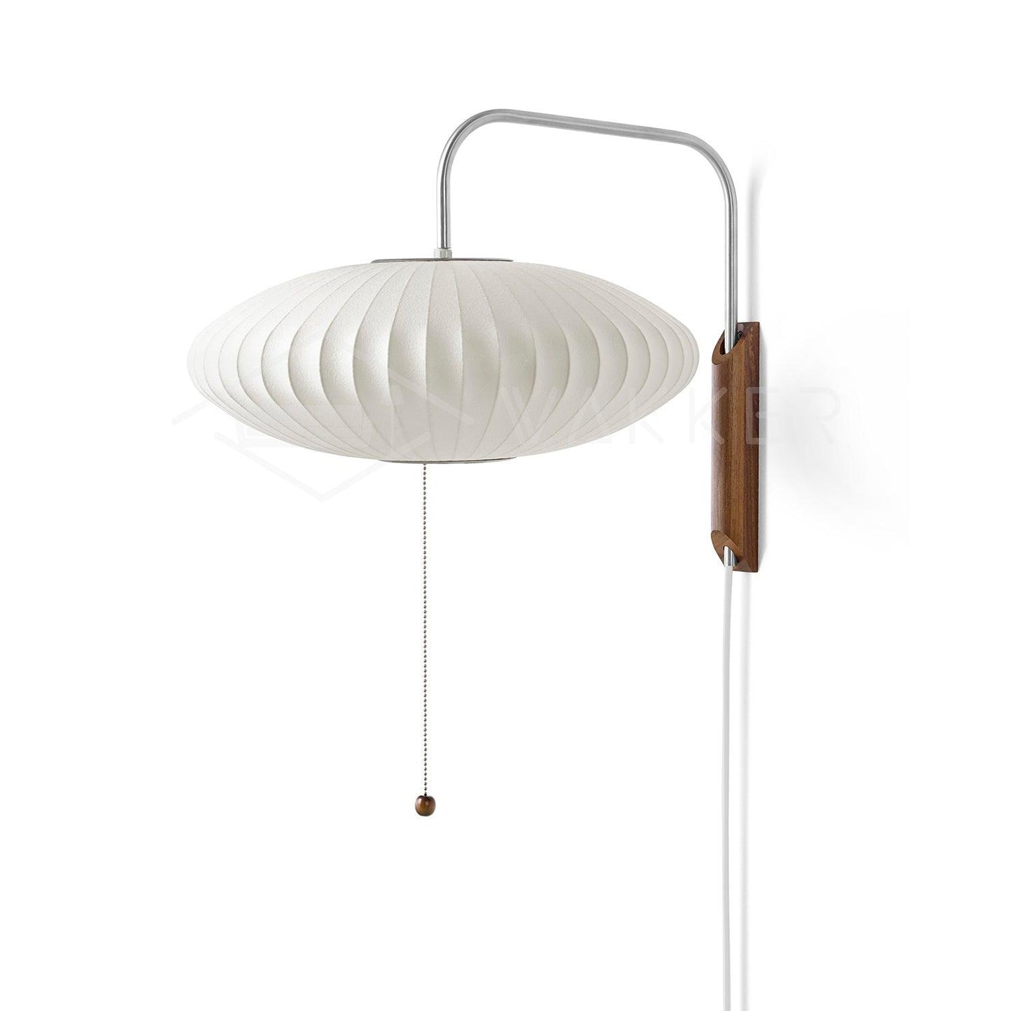 Ribbed Oval Wall Sconce With Pull Chain And Curved Arm