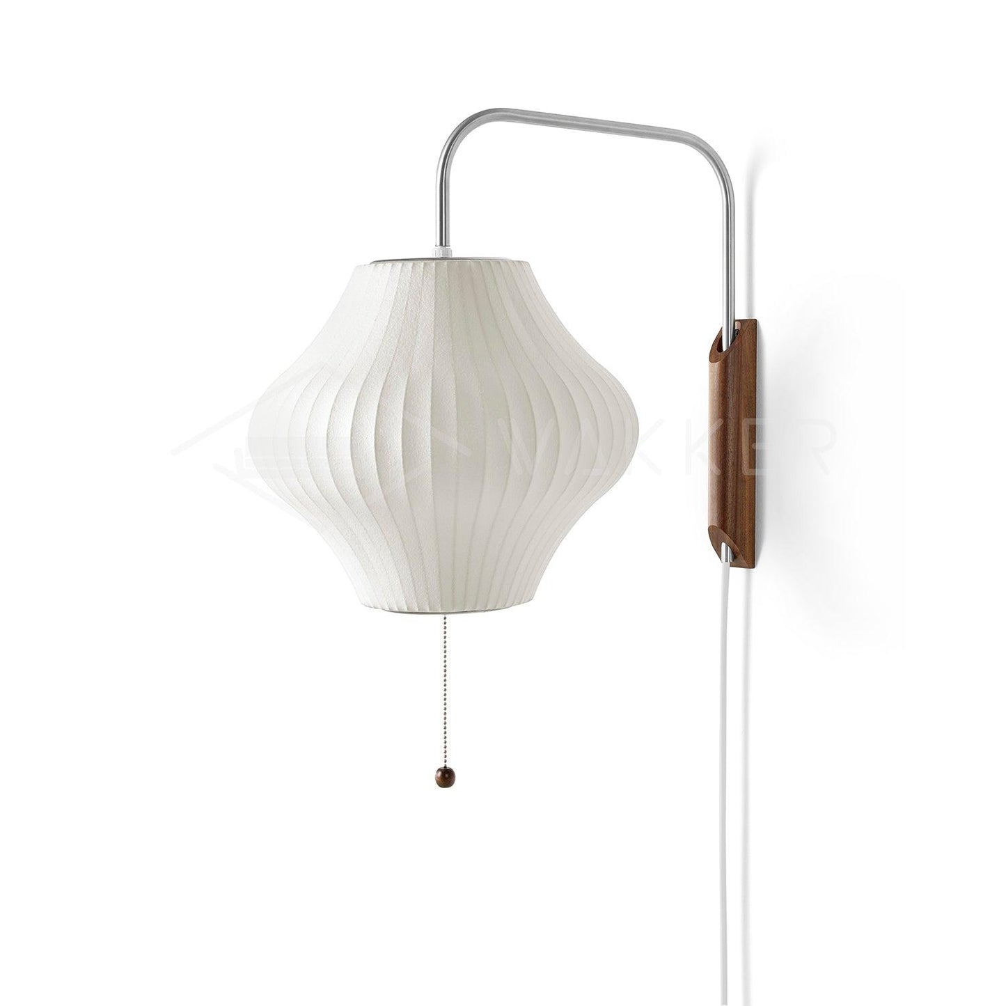 Ribbed Oval Wall Sconce With Pull Chain And Curved Arm
