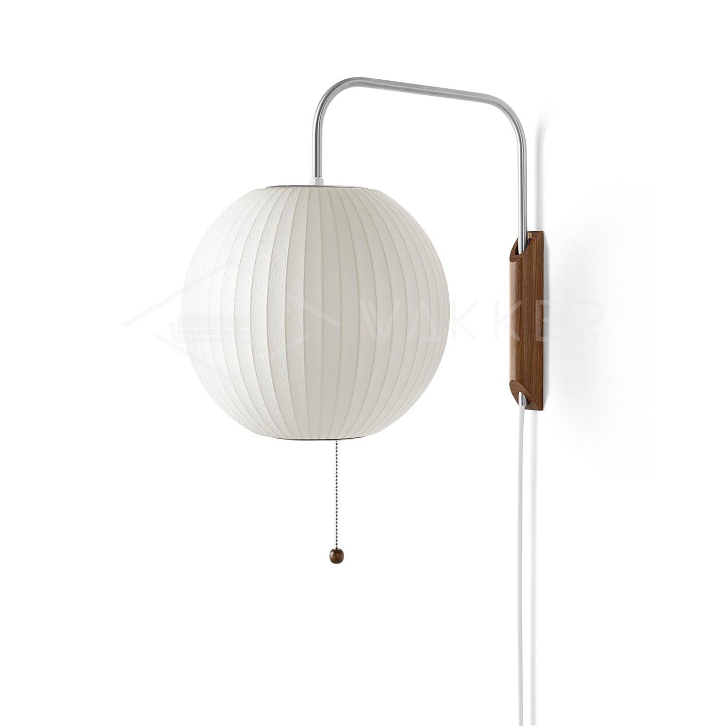Ribbed Oval Wall Sconce With Pull Chain And Curved Arm