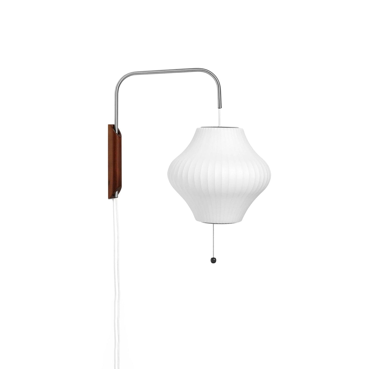 Ribbed Oval Wall Sconce With Pull Chain And Curved Arm