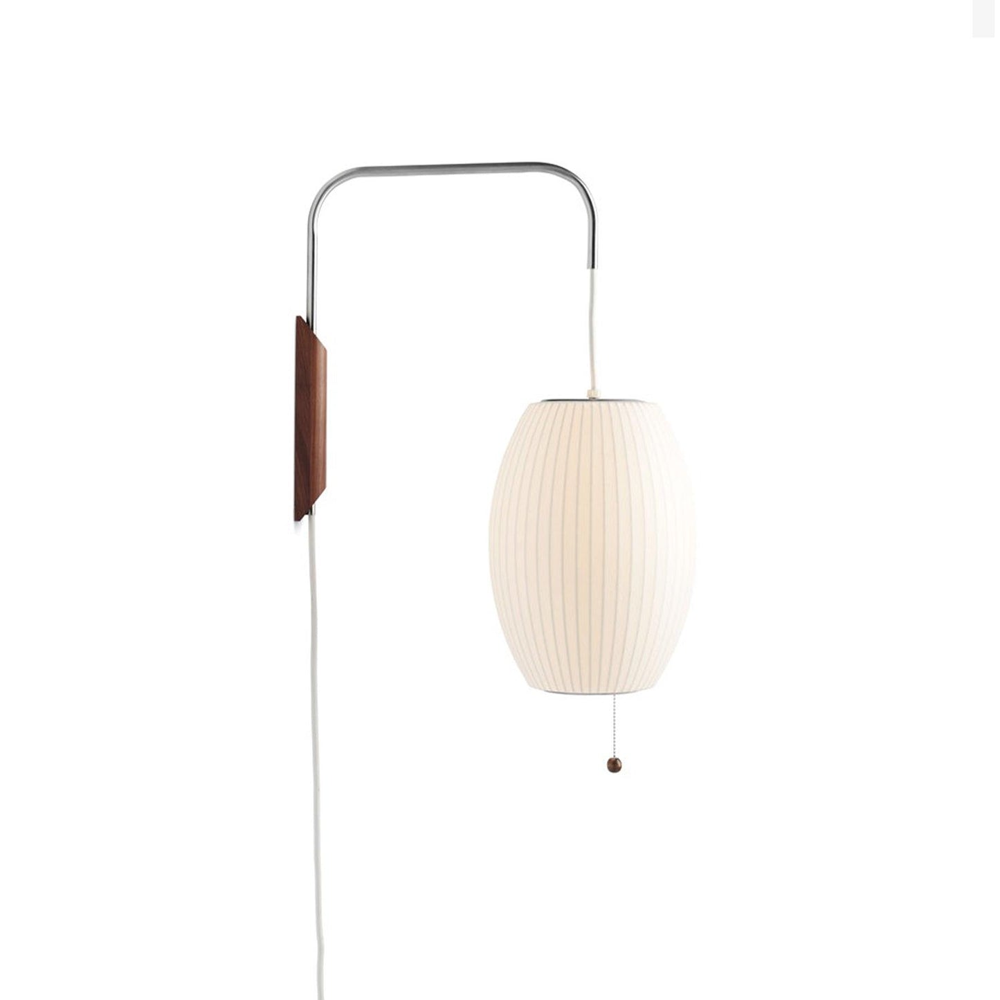 Ribbed Oval Wall Sconce With Pull Chain And Curved Arm
