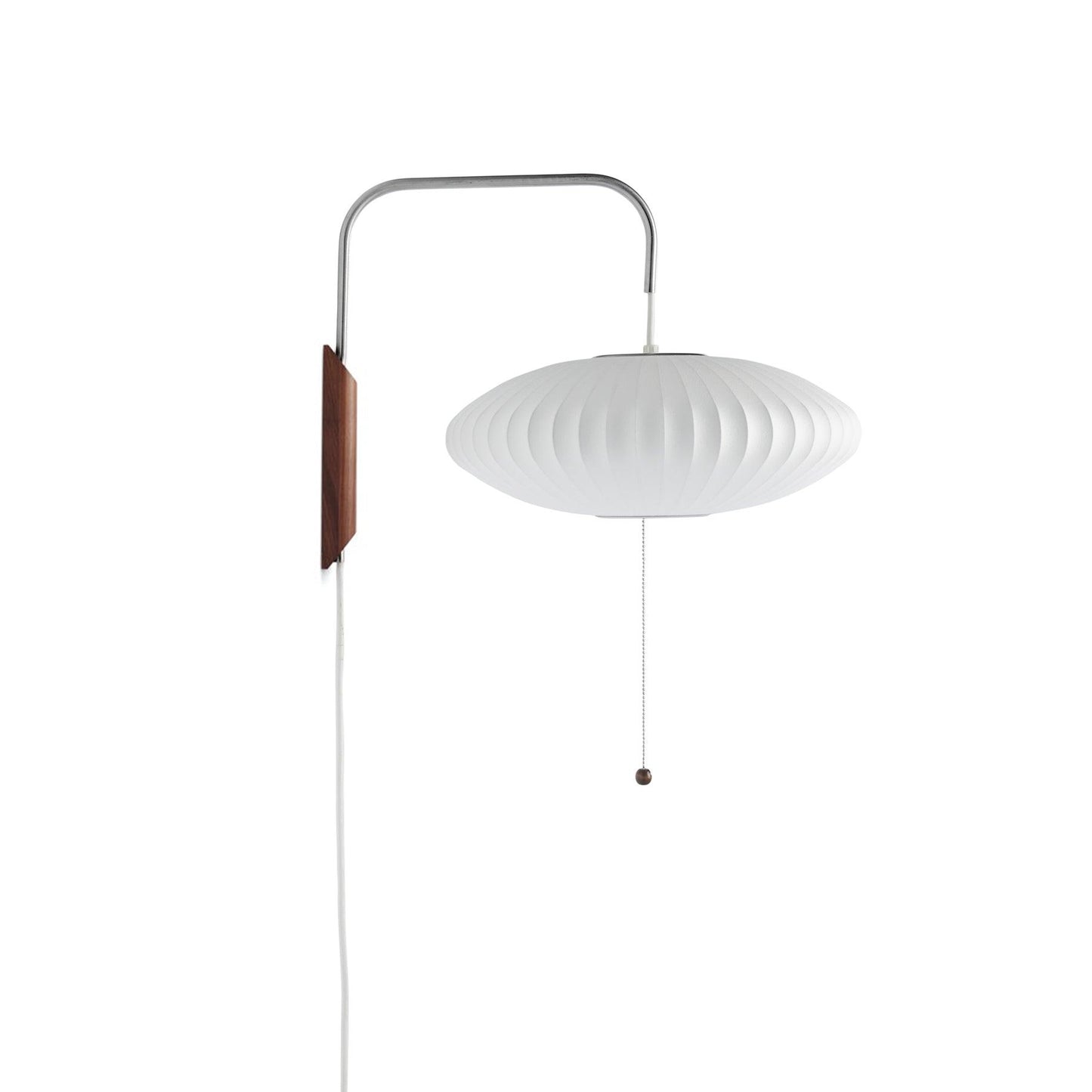 Ribbed Oval Wall Sconce With Pull Chain And Curved Arm