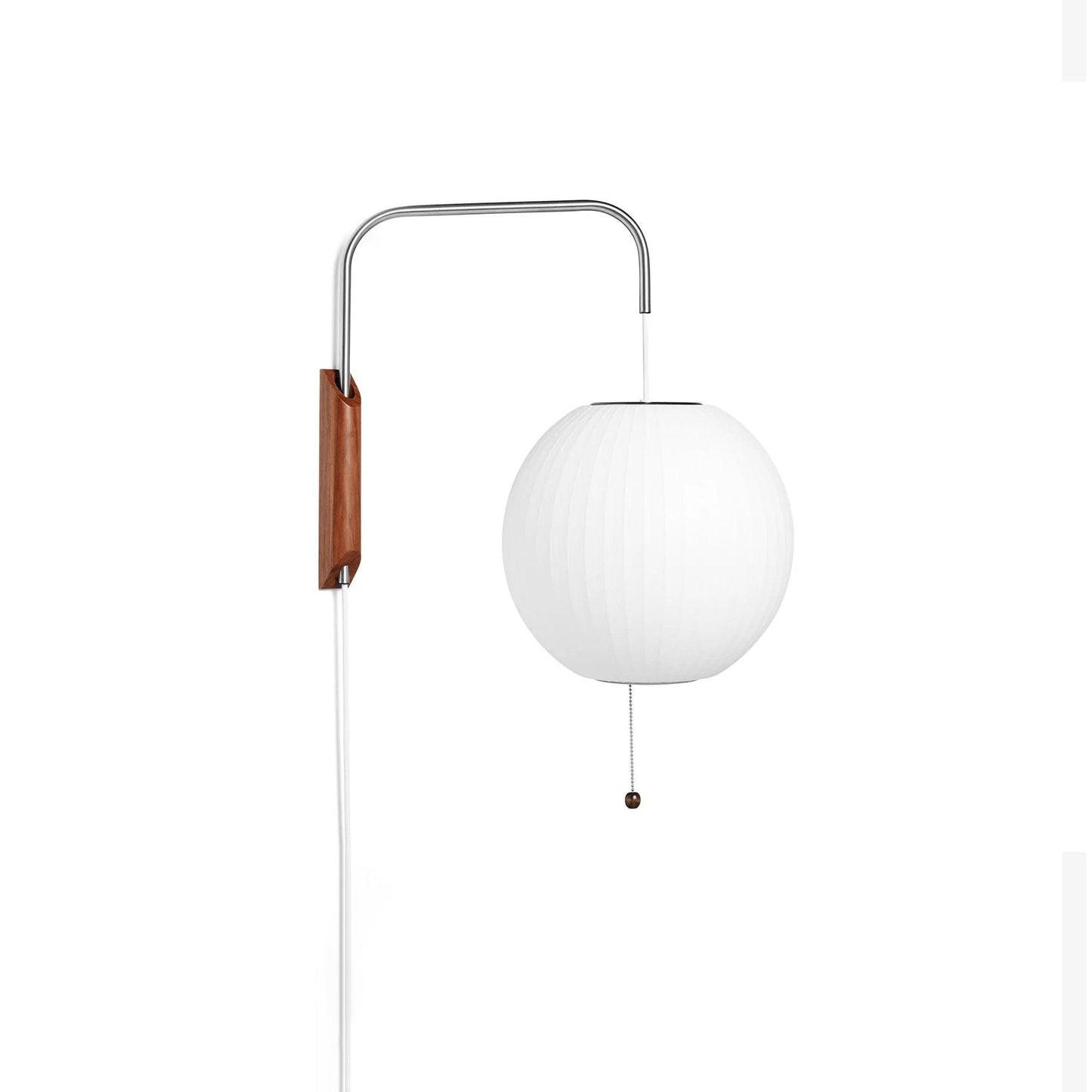 Ribbed Oval Wall Sconce With Pull Chain And Curved Arm