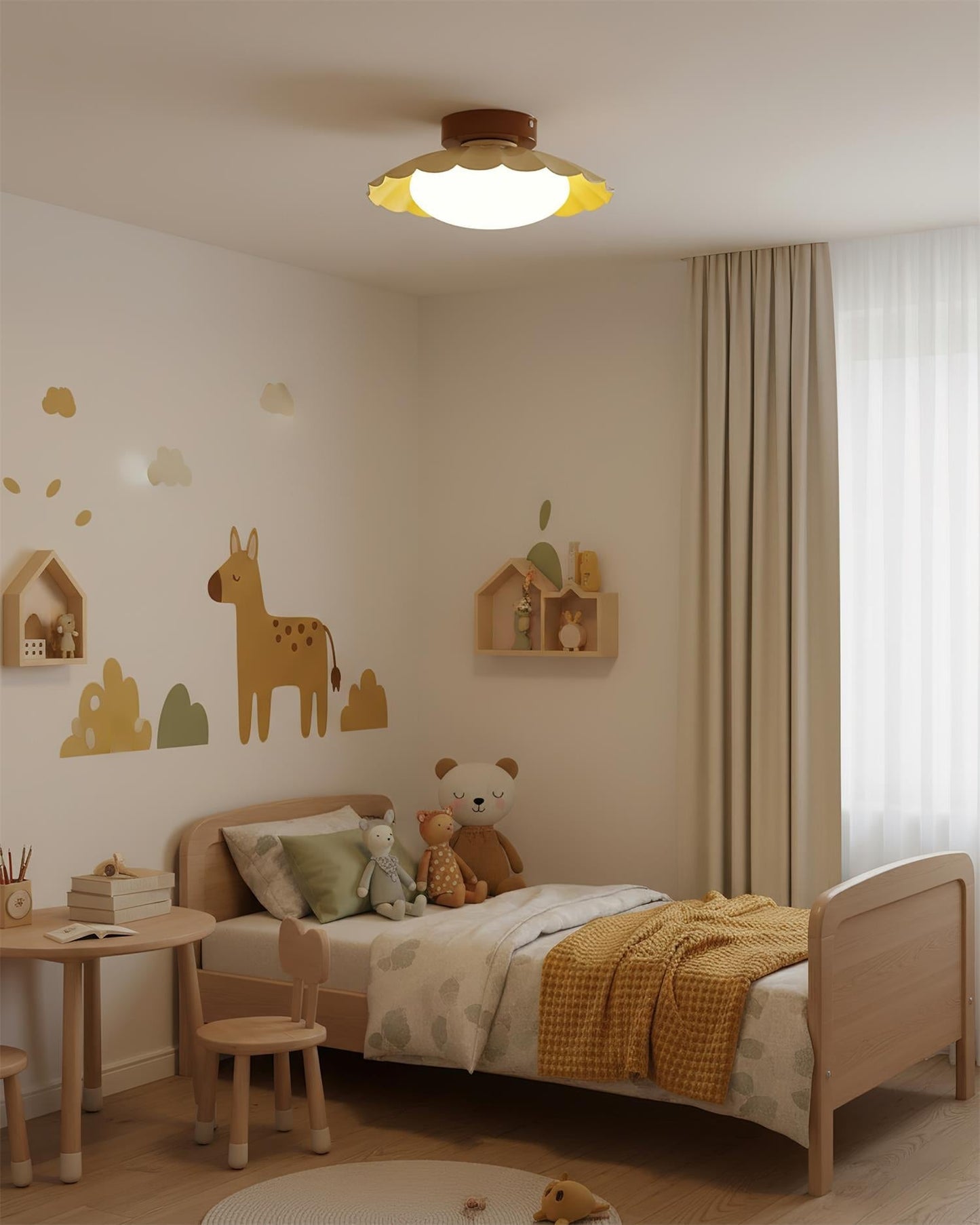 Scalloped Petal Ceiling Light With Domed Diffuser