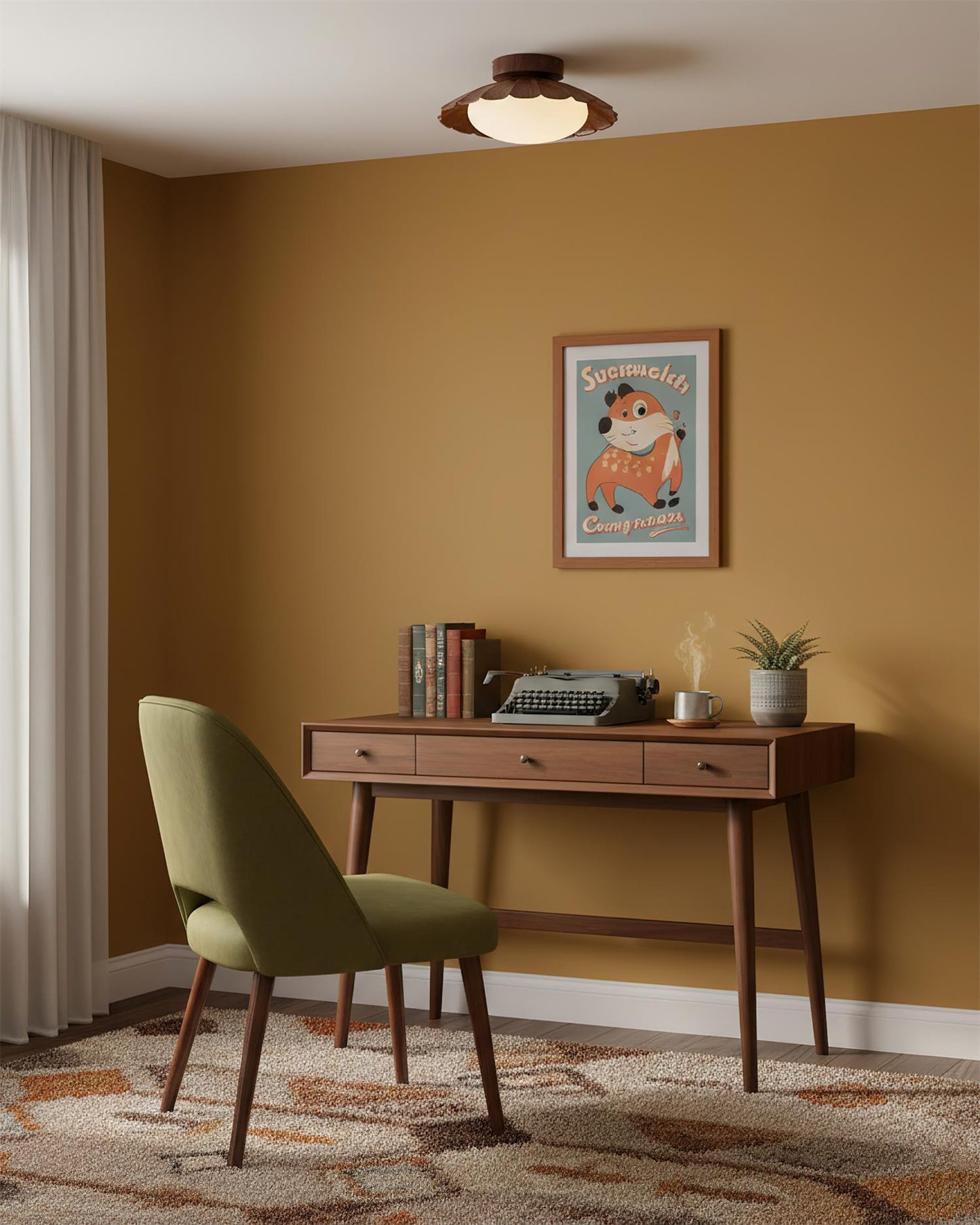 Scalloped Petal Ceiling Light With Domed Diffuser