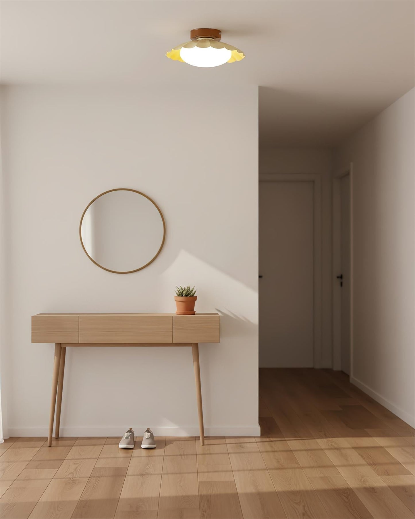 Scalloped Petal Ceiling Light With Domed Diffuser