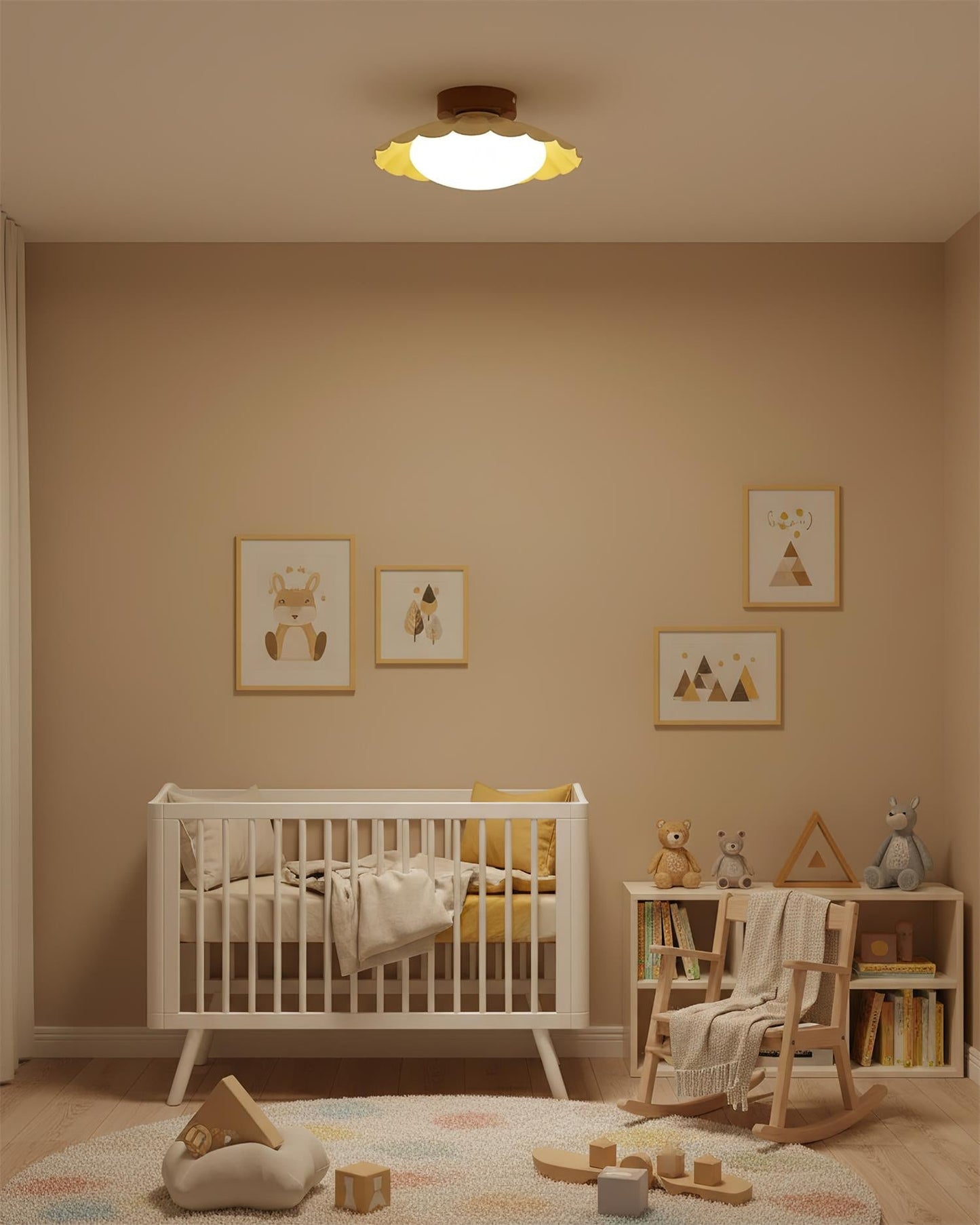 Scalloped Petal Ceiling Light With Domed Diffuser