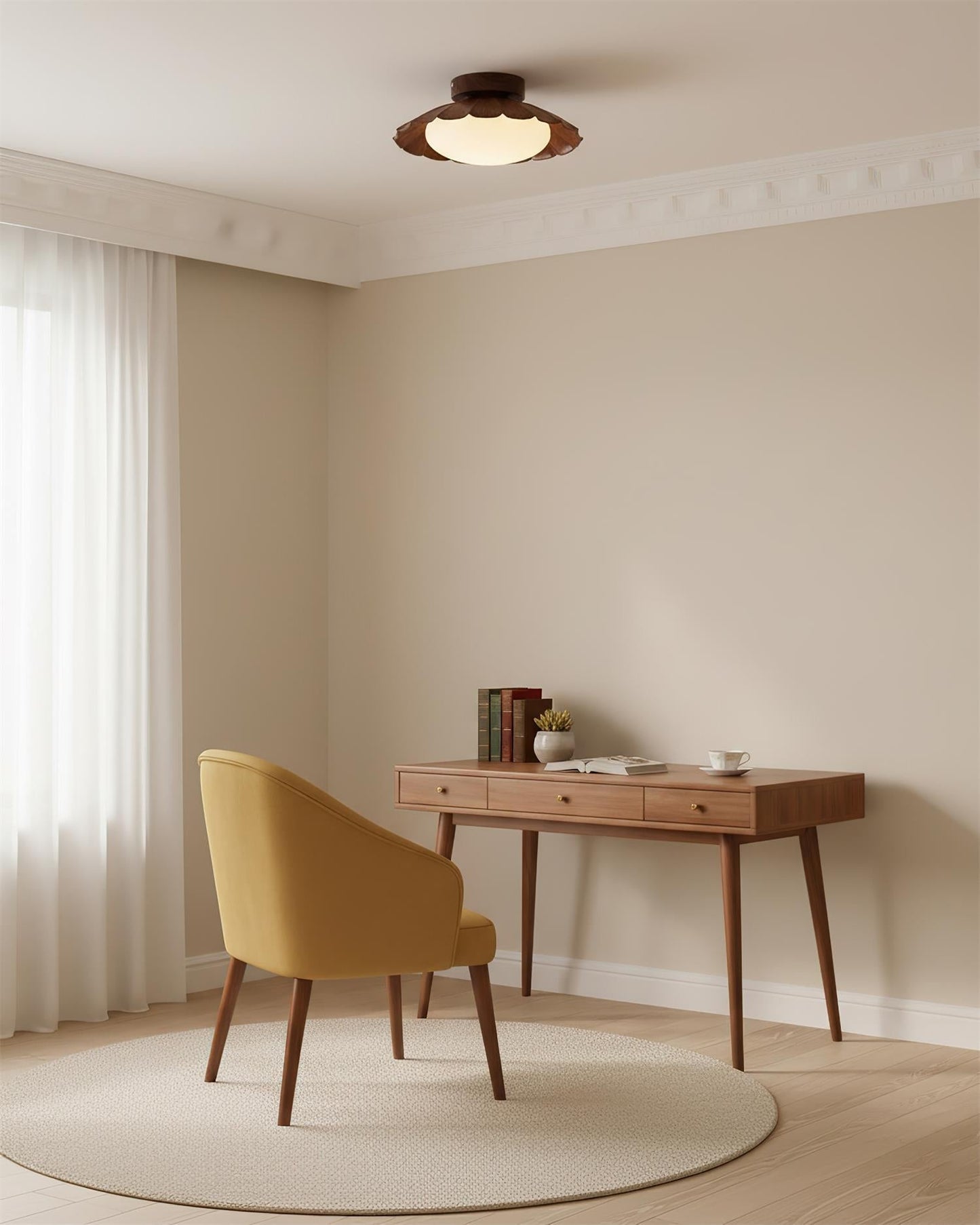 Scalloped Petal Ceiling Light With Domed Diffuser