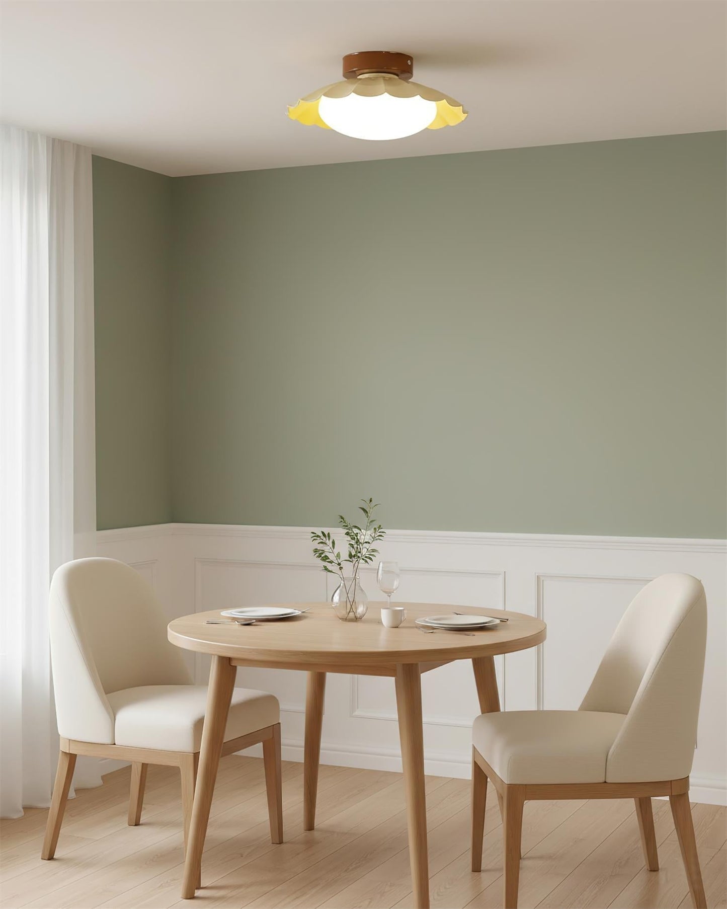 Scalloped Petal Ceiling Light With Domed Diffuser
