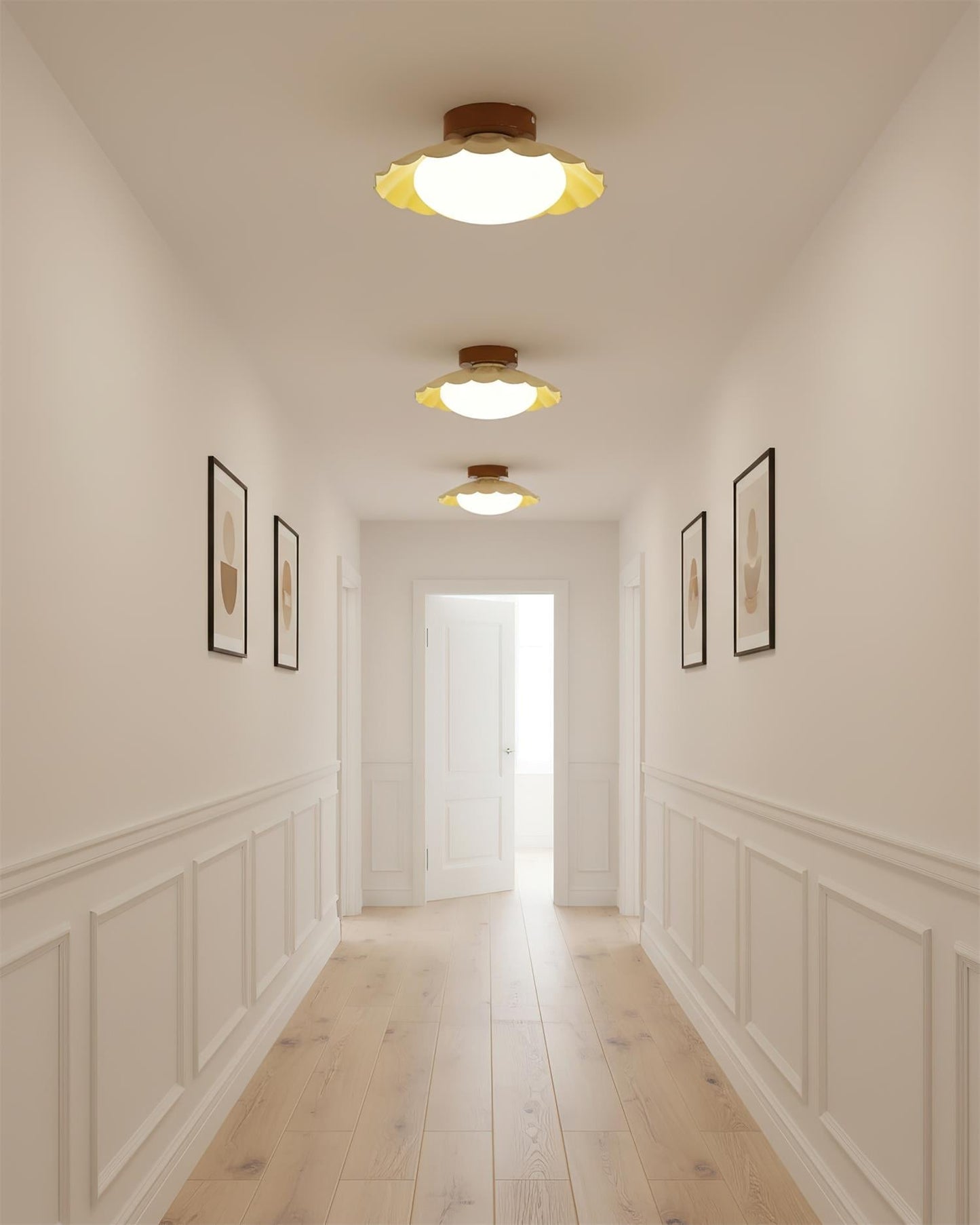 Scalloped Petal Ceiling Light With Domed Diffuser
