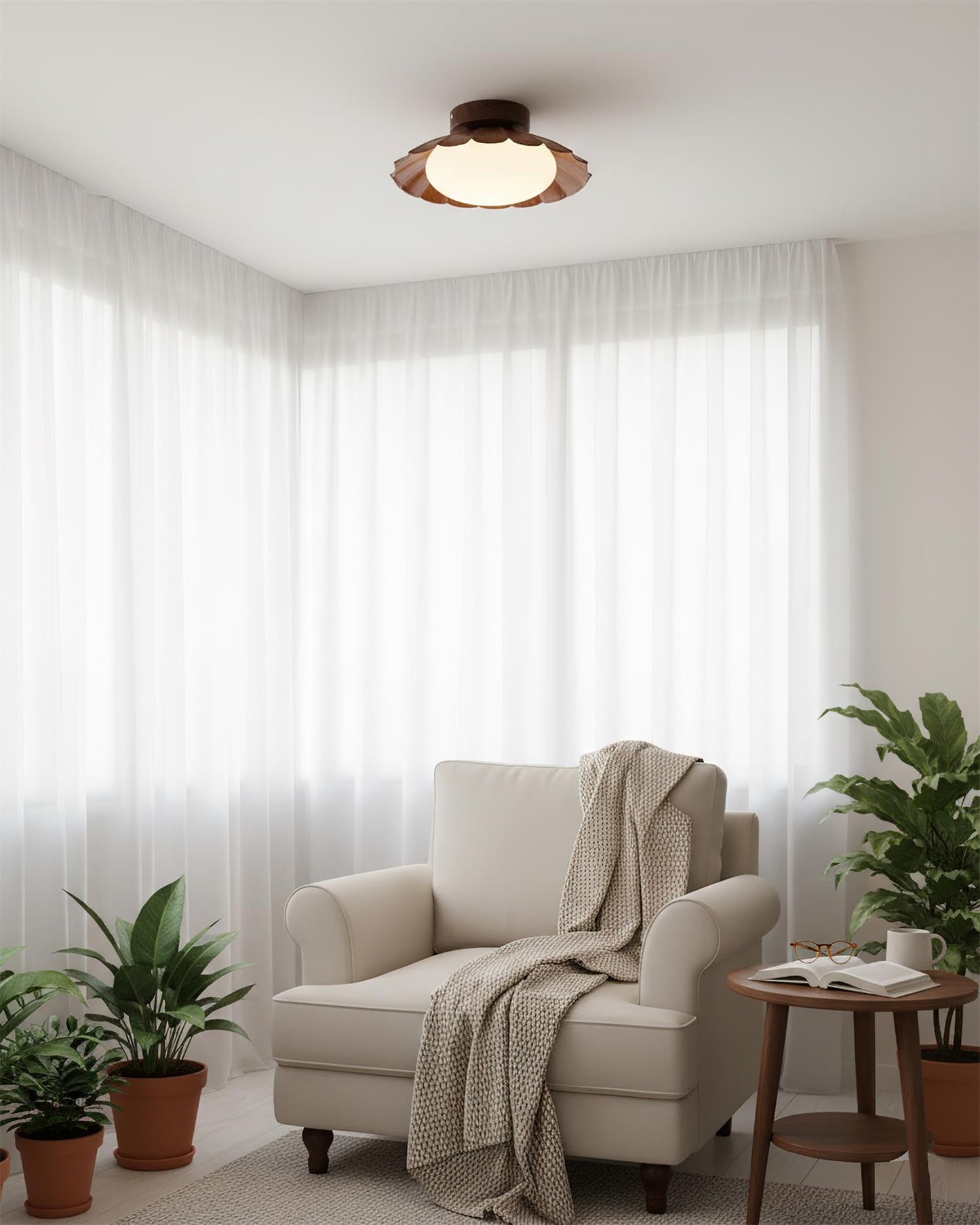 Scalloped Petal Ceiling Light With Domed Diffuser