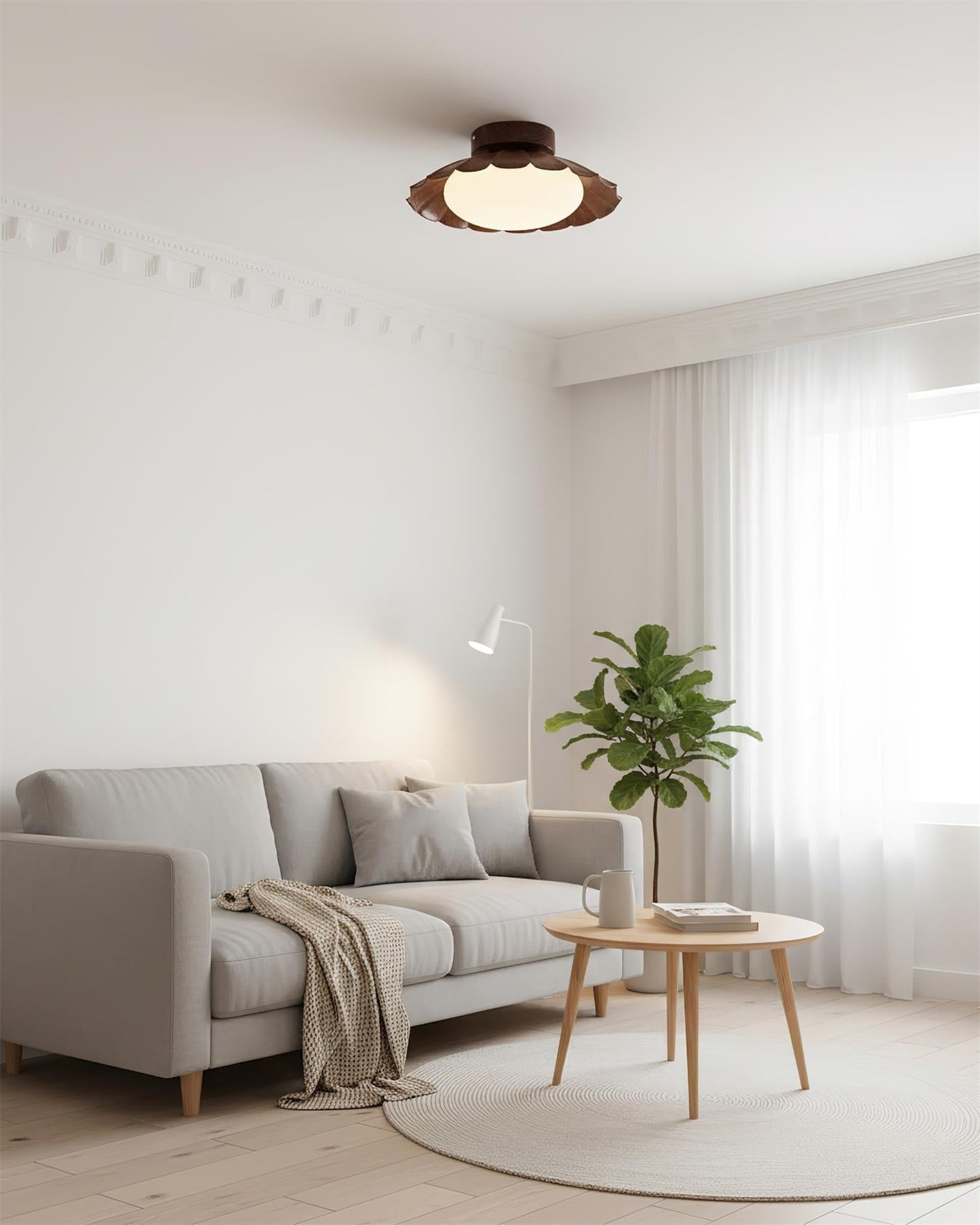 Scalloped Petal Ceiling Light With Domed Diffuser