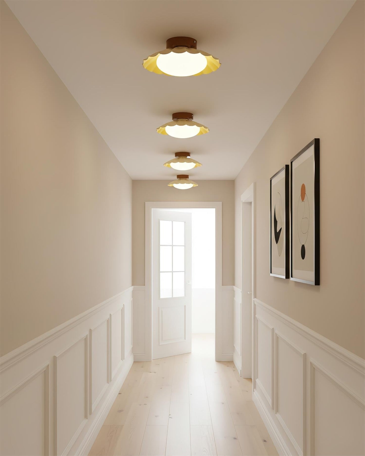 Scalloped Petal Ceiling Light With Domed Diffuser