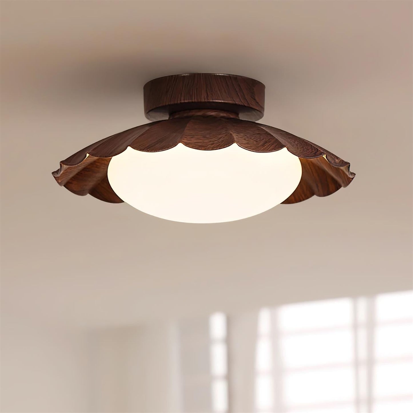 Scalloped Petal Ceiling Light With Domed Diffuser