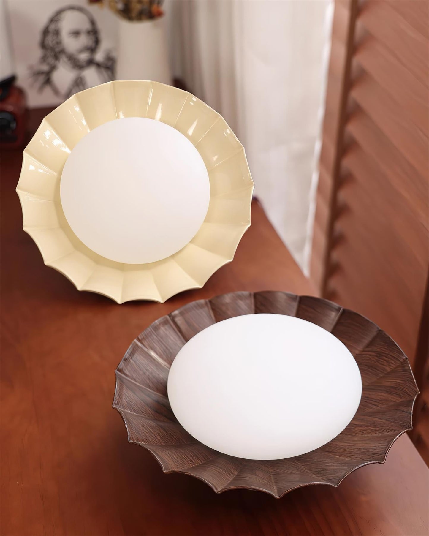 Scalloped Petal Ceiling Light With Domed Diffuser