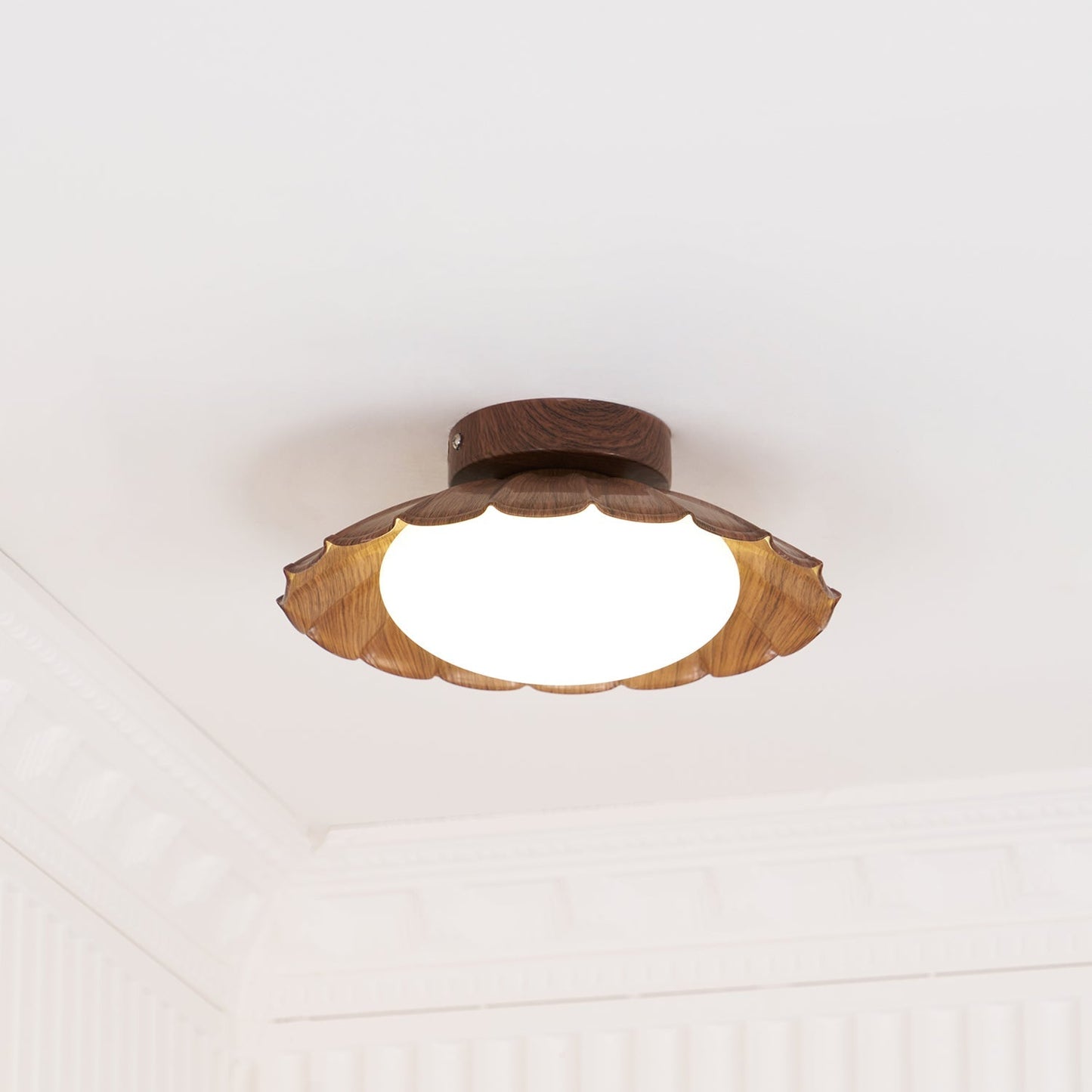 Scalloped Petal Ceiling Light With Domed Diffuser