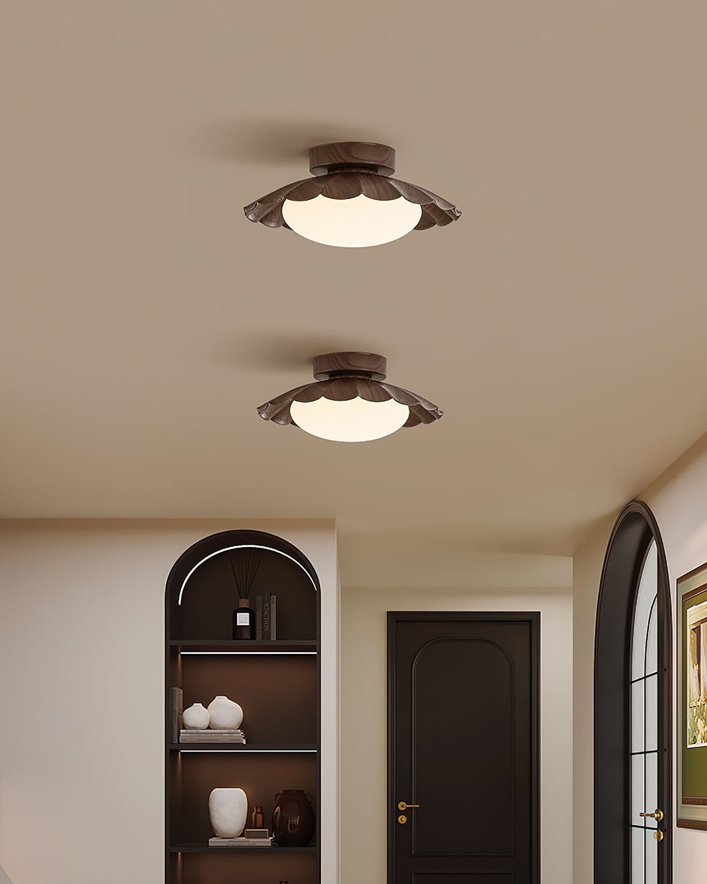 Scalloped Petal Ceiling Light With Domed Diffuser