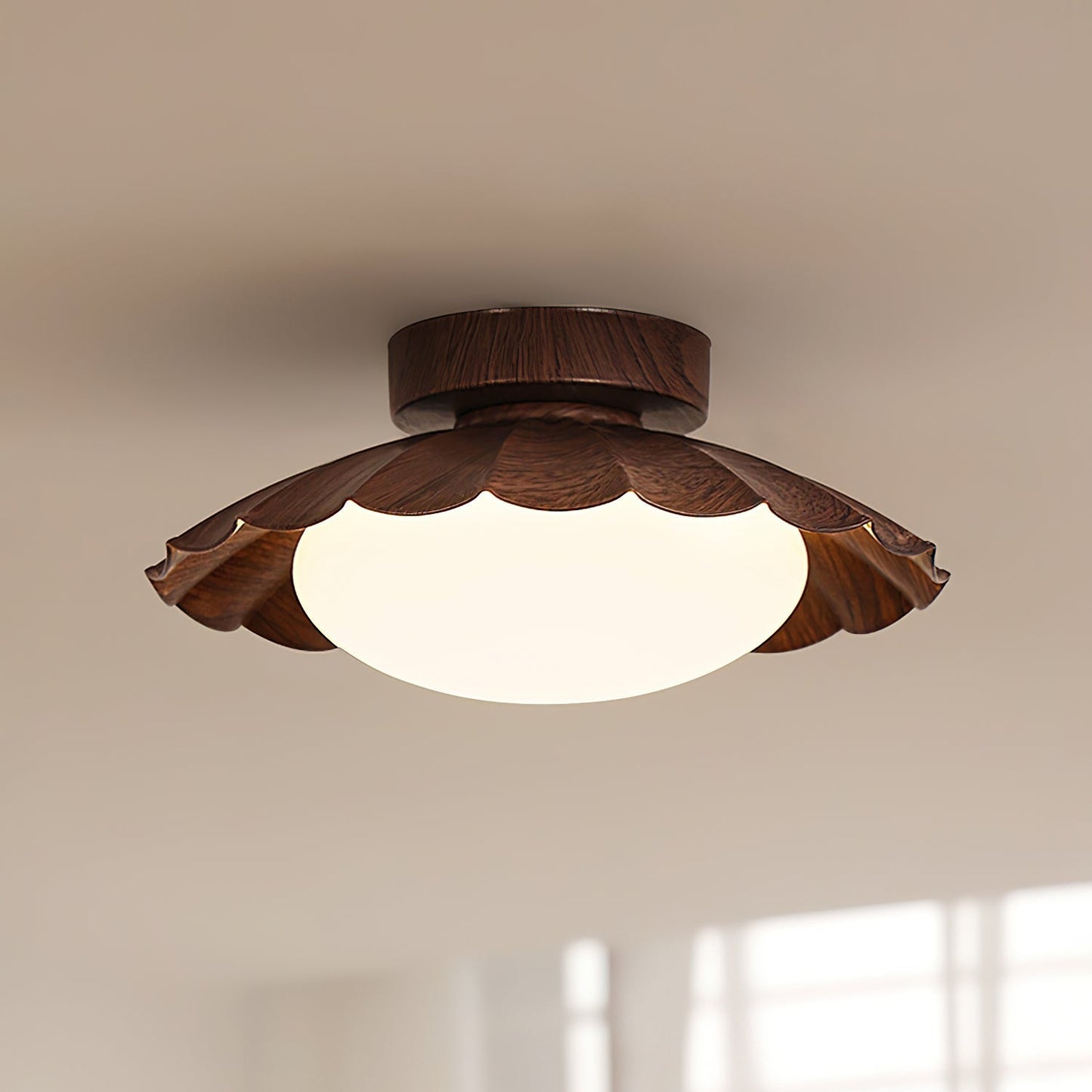 Scalloped Petal Ceiling Light With Domed Diffuser