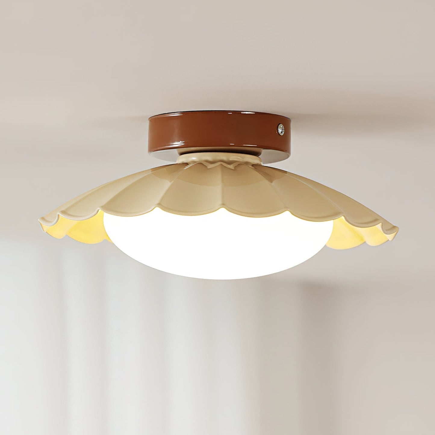 Scalloped Petal Ceiling Light With Domed Diffuser