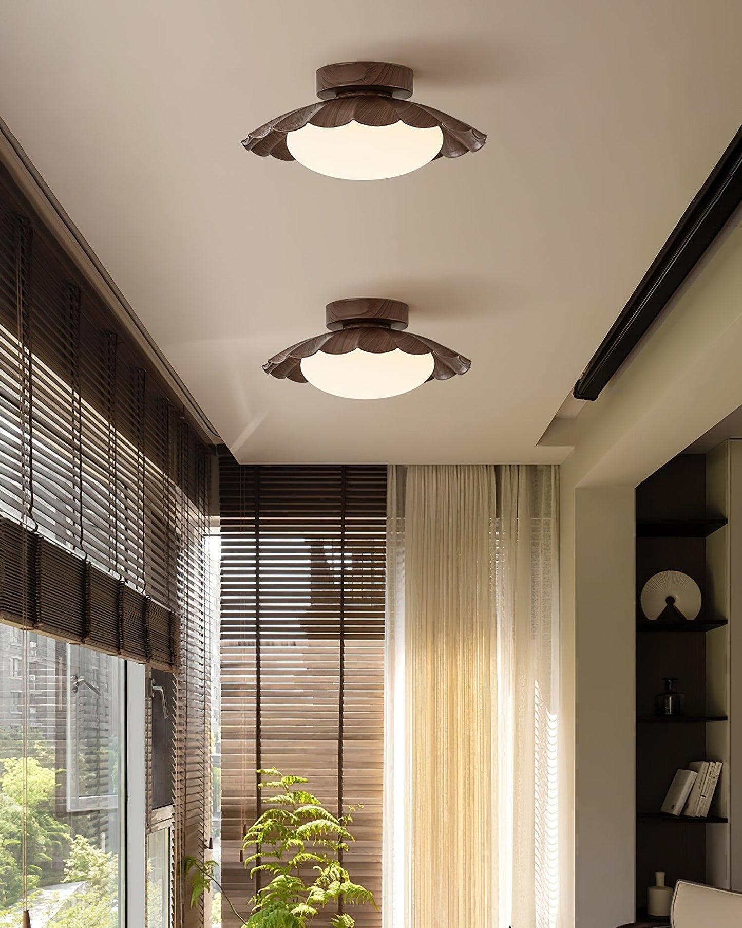 Scalloped Petal Ceiling Light With Domed Diffuser