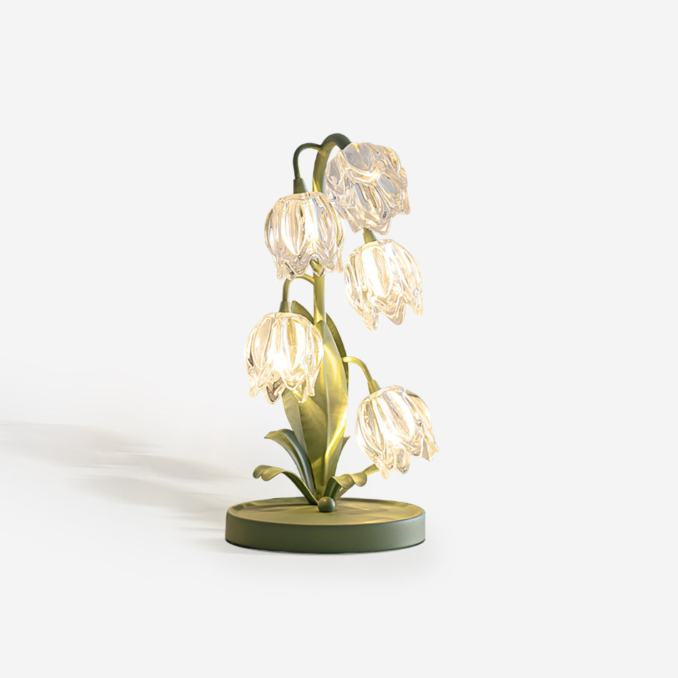Lily-Inspired Crystal Blossom Table Lamp With Multi-Light Stem