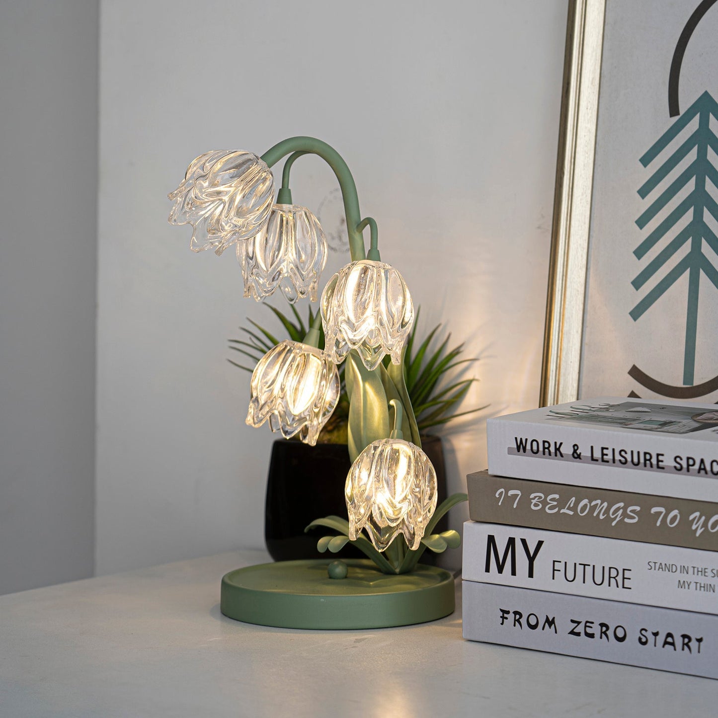 Lily-Inspired Crystal Blossom Table Lamp With Multi-Light Stem