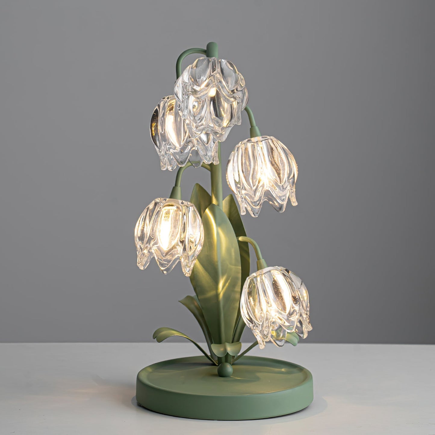 Lily-Inspired Crystal Blossom Table Lamp With Multi-Light Stem