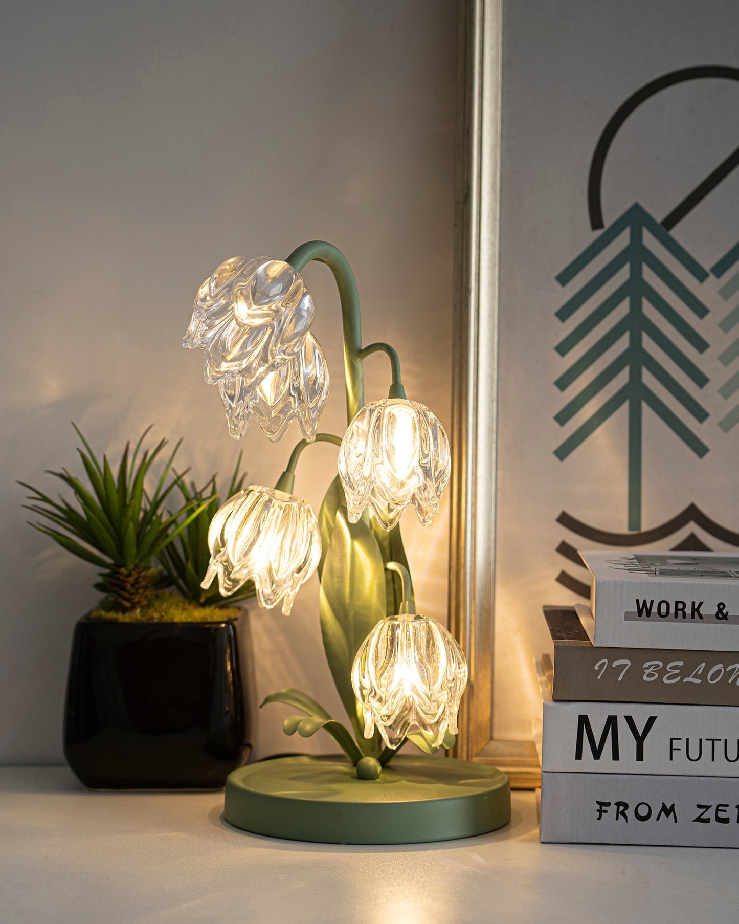 Lily-Inspired Crystal Blossom Table Lamp With Multi-Light Stem