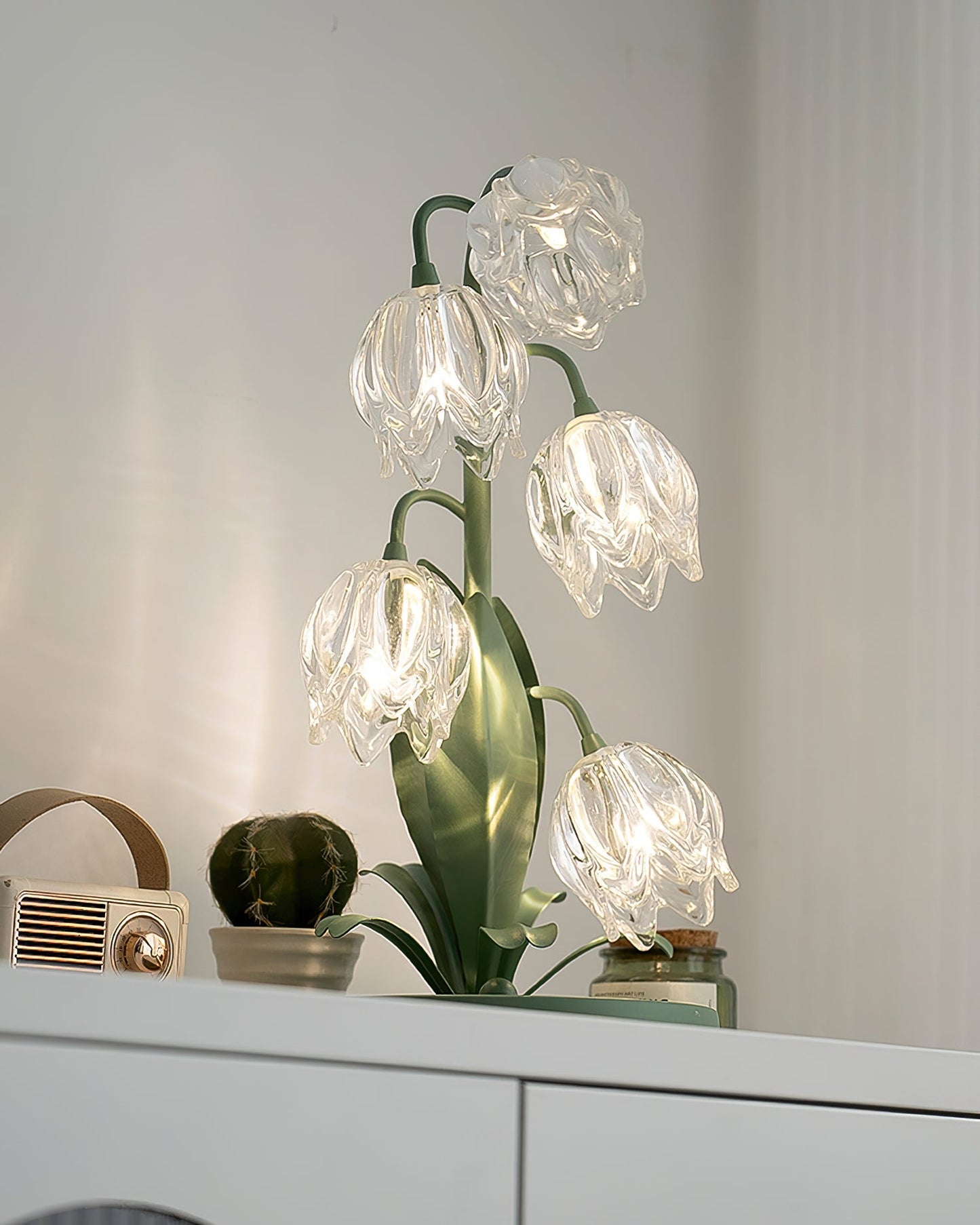 Lily-Inspired Crystal Blossom Table Lamp With Multi-Light Stem