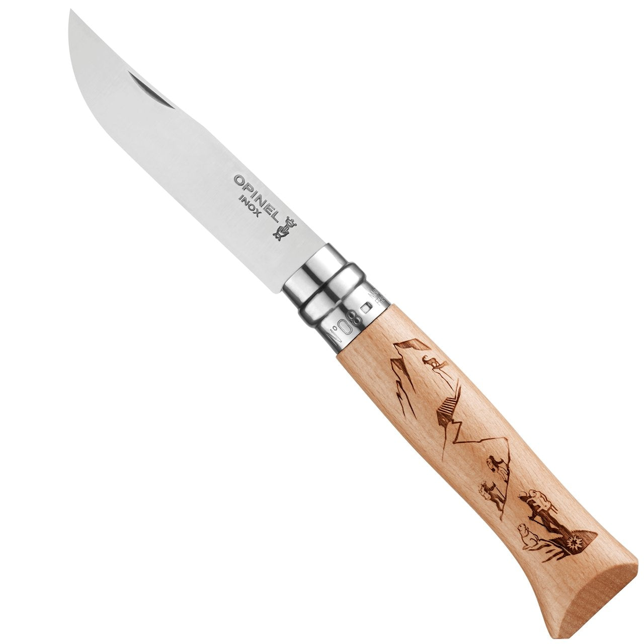 No.08 Engraved Handle Folding Knife - Alpine Adventures