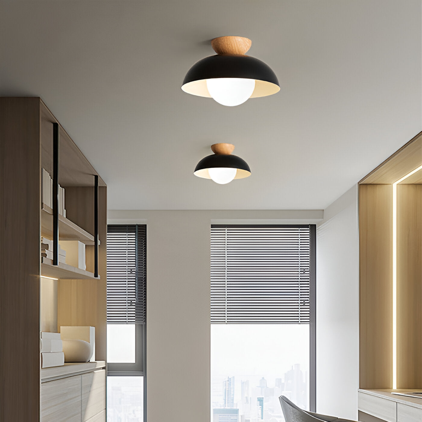 Nordic Minimalist Iron Shade Ceiling Light With Eco Dome Design