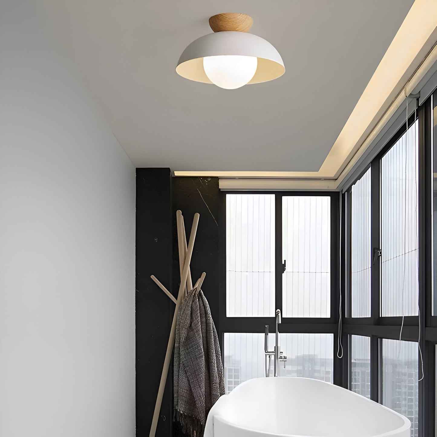 Nordic Minimalist Iron Shade Ceiling Light With Eco Dome Design