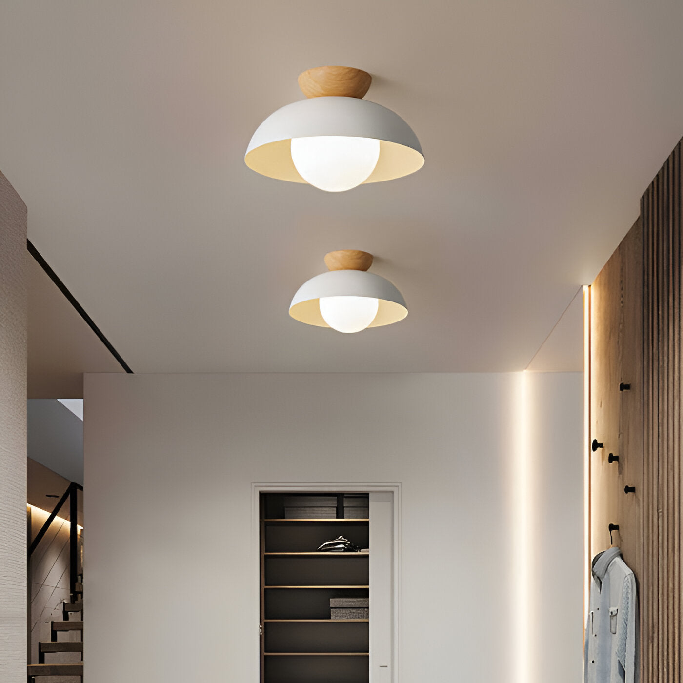Nordic Minimalist Iron Shade Ceiling Light With Eco Dome Design