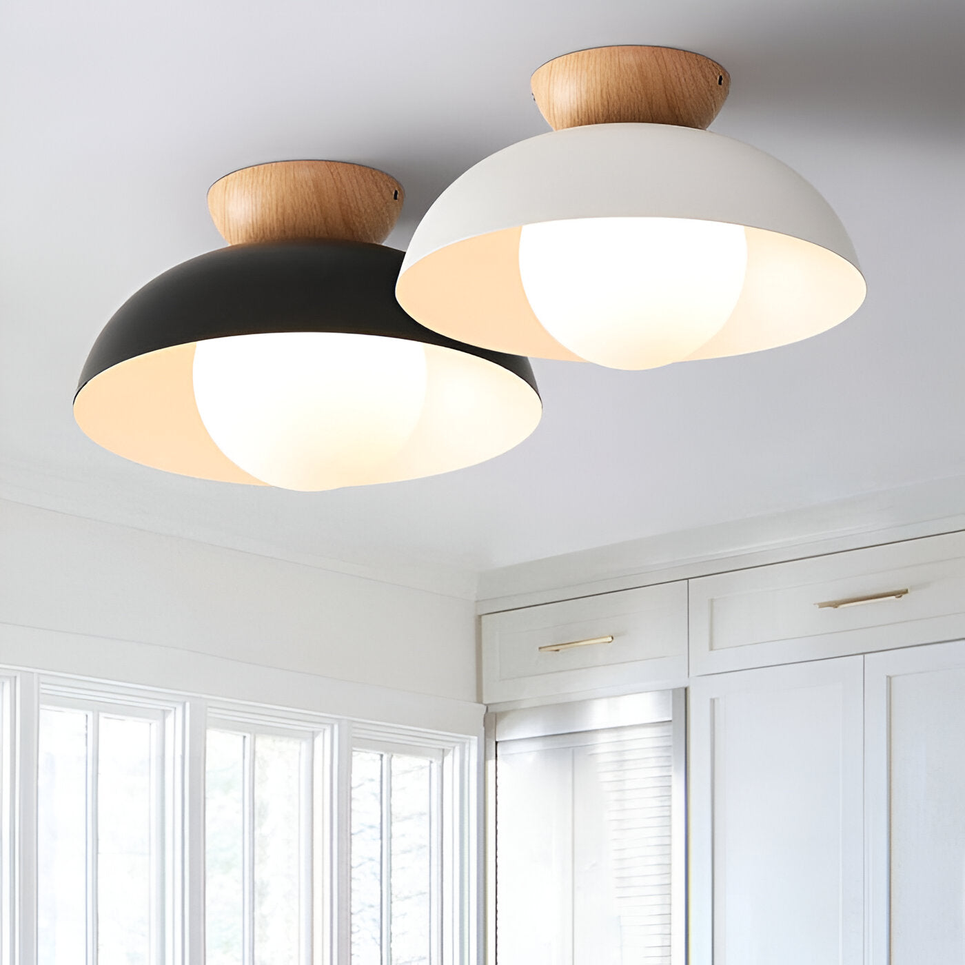 Nordic Minimalist Iron Shade Ceiling Light With Eco Dome Design