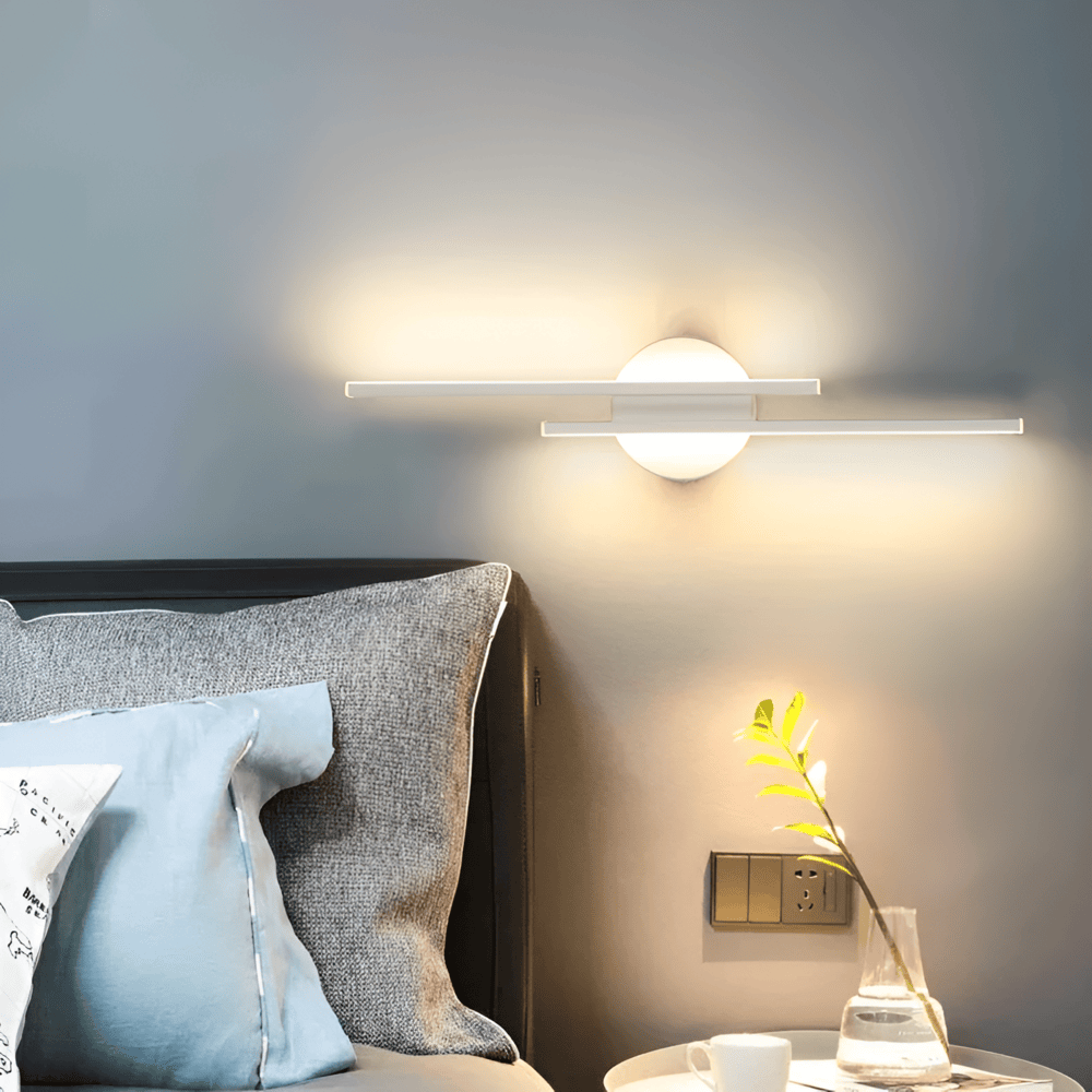 Offset Dual-Bar LED Wall Light With Round Backplate