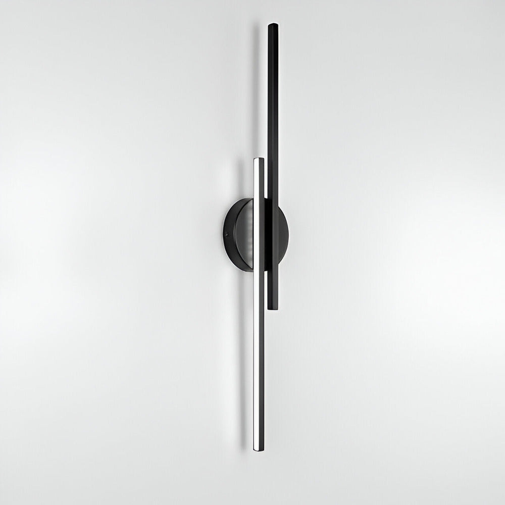 Offset Dual-Bar LED Wall Light With Round Backplate