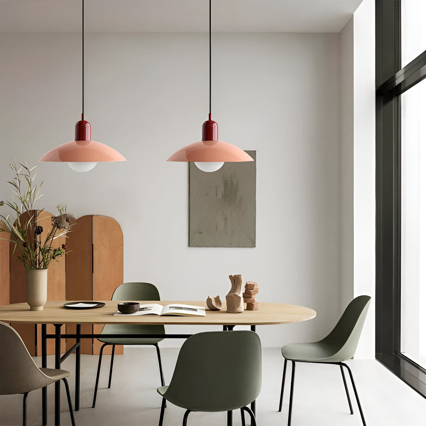 Bauhaus Minimalist Wrought Iron Pendant Light With Dome Shade