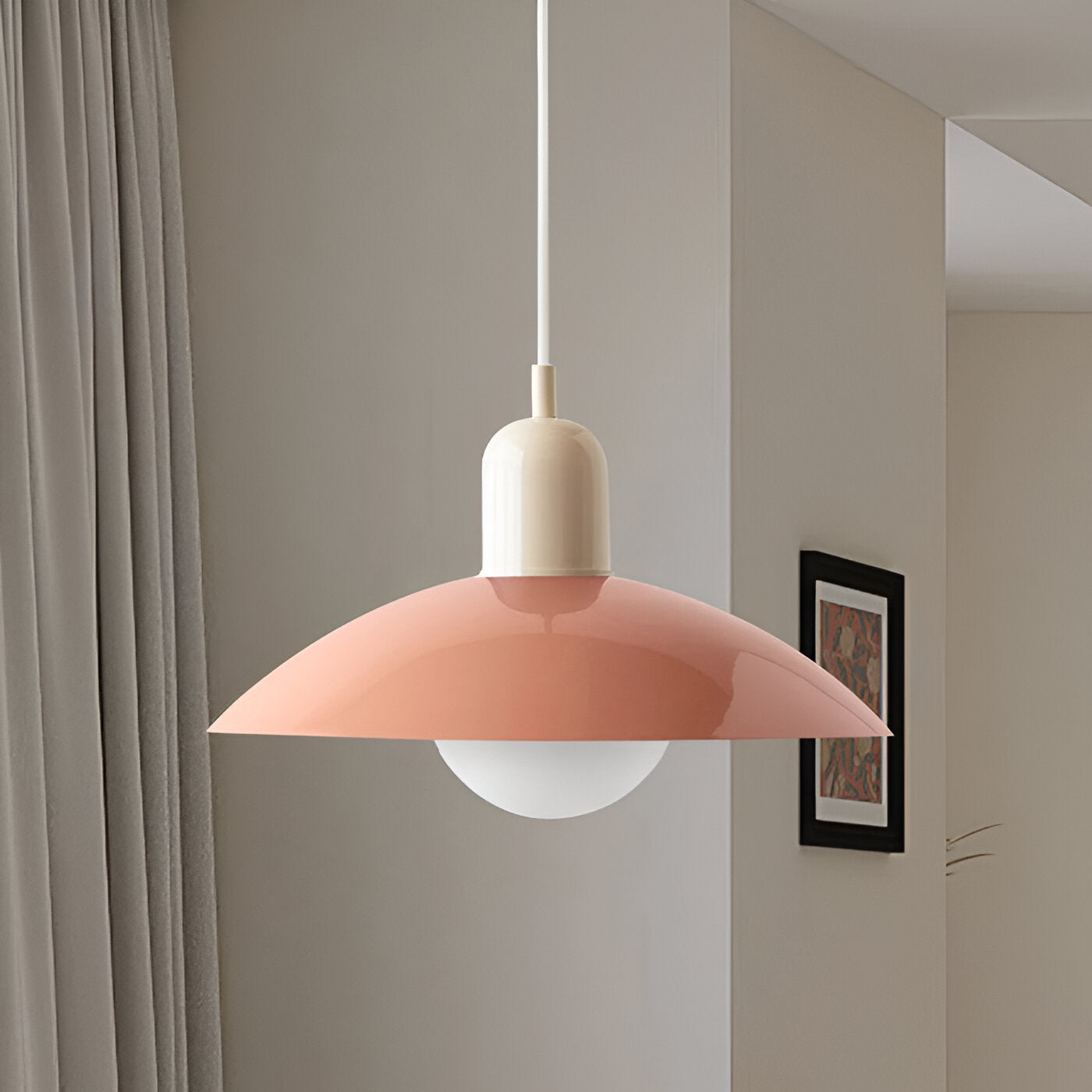 Bauhaus Minimalist Wrought Iron Pendant Light With Dome Shade
