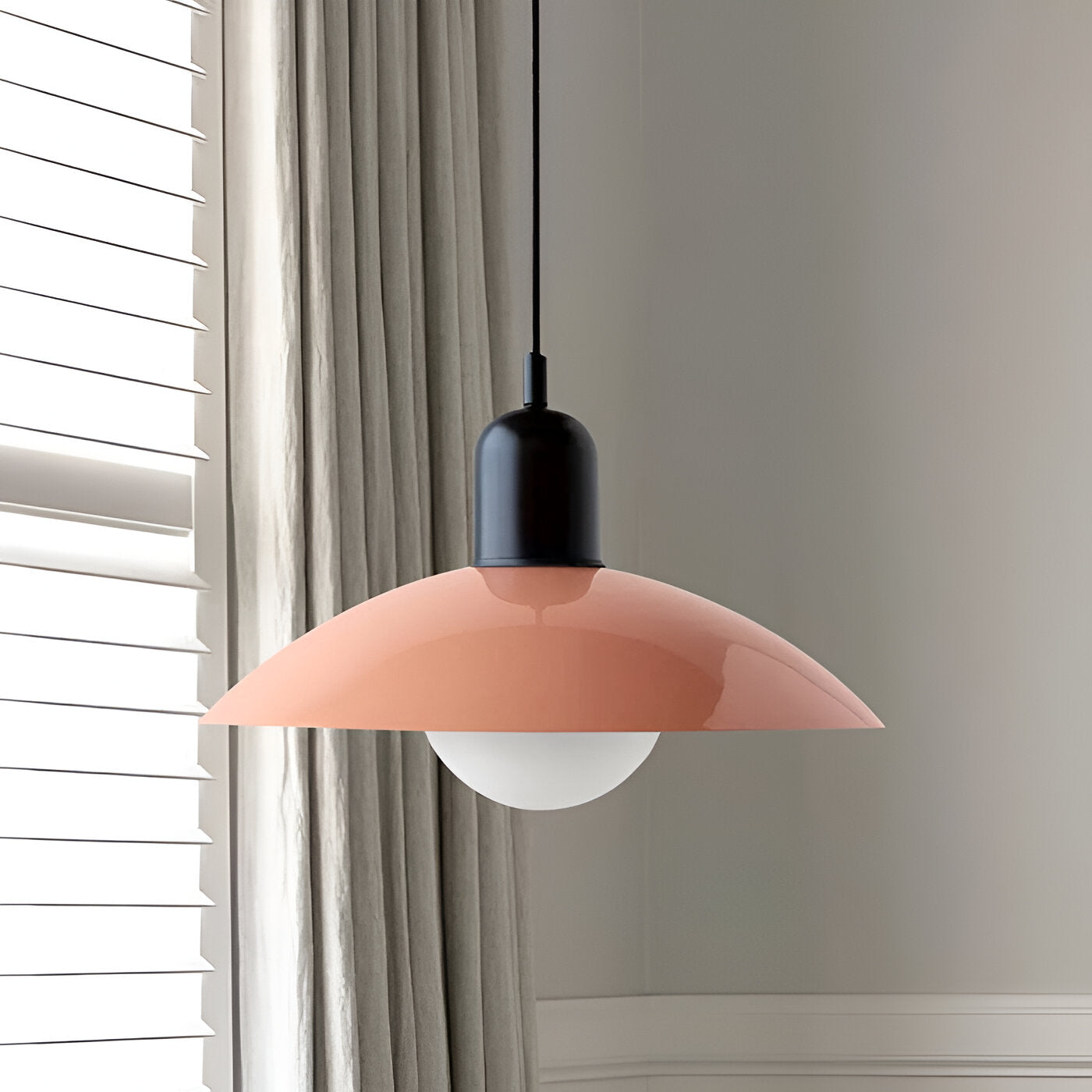 Bauhaus Minimalist Wrought Iron Pendant Light With Dome Shade