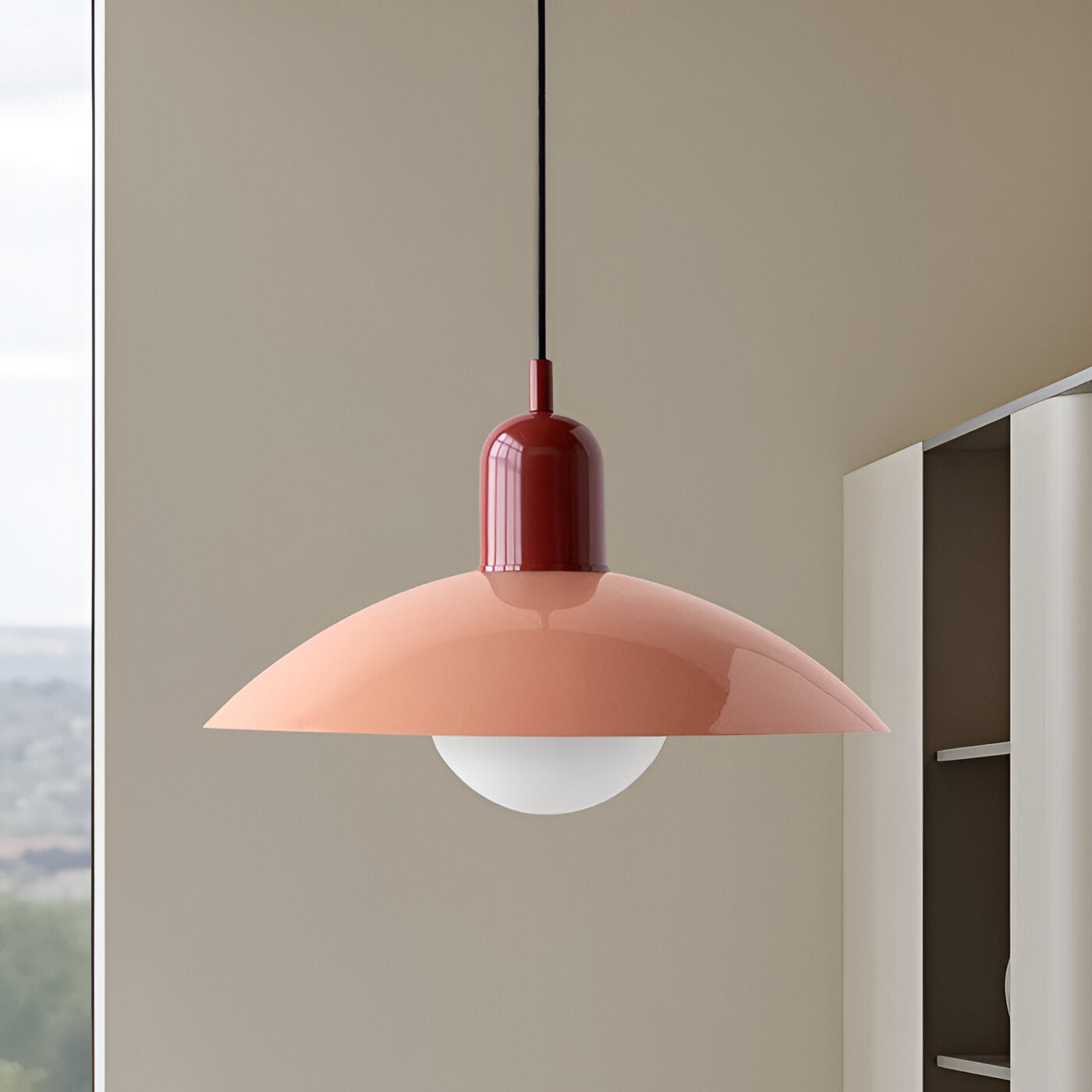Bauhaus Minimalist Wrought Iron Pendant Light With Dome Shade