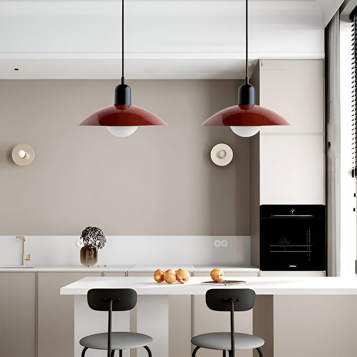 Bauhaus Minimalist Wrought Iron Pendant Light With Dome Shade