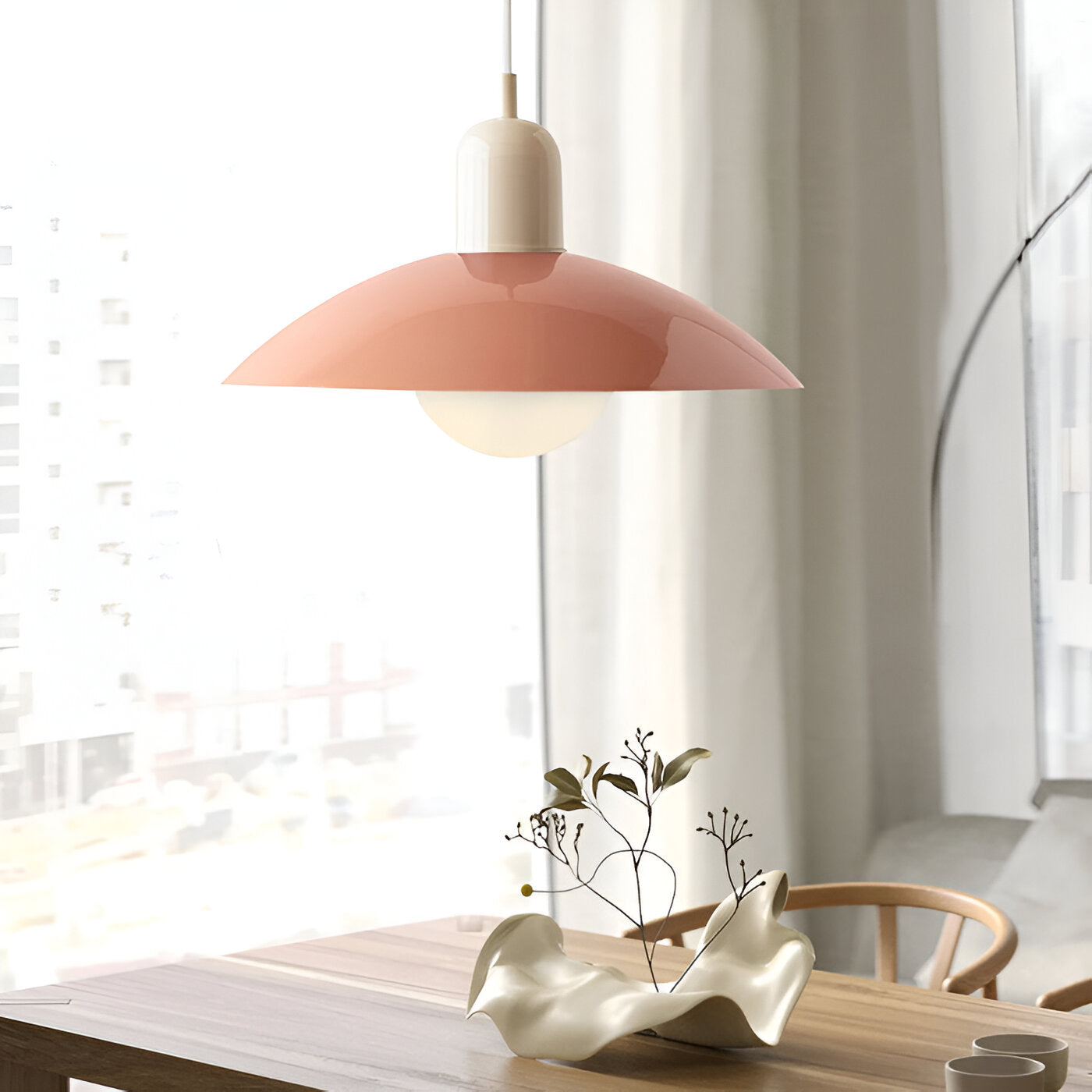 Bauhaus Minimalist Wrought Iron Pendant Light With Dome Shade