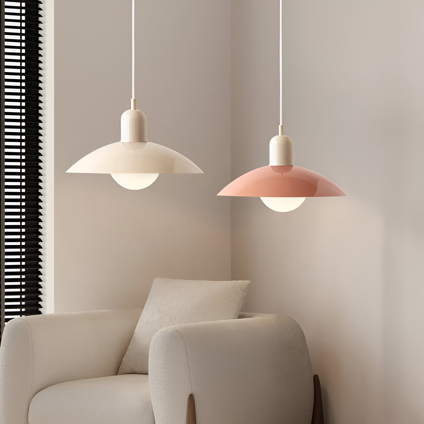 Bauhaus Minimalist Wrought Iron Pendant Light With Dome Shade