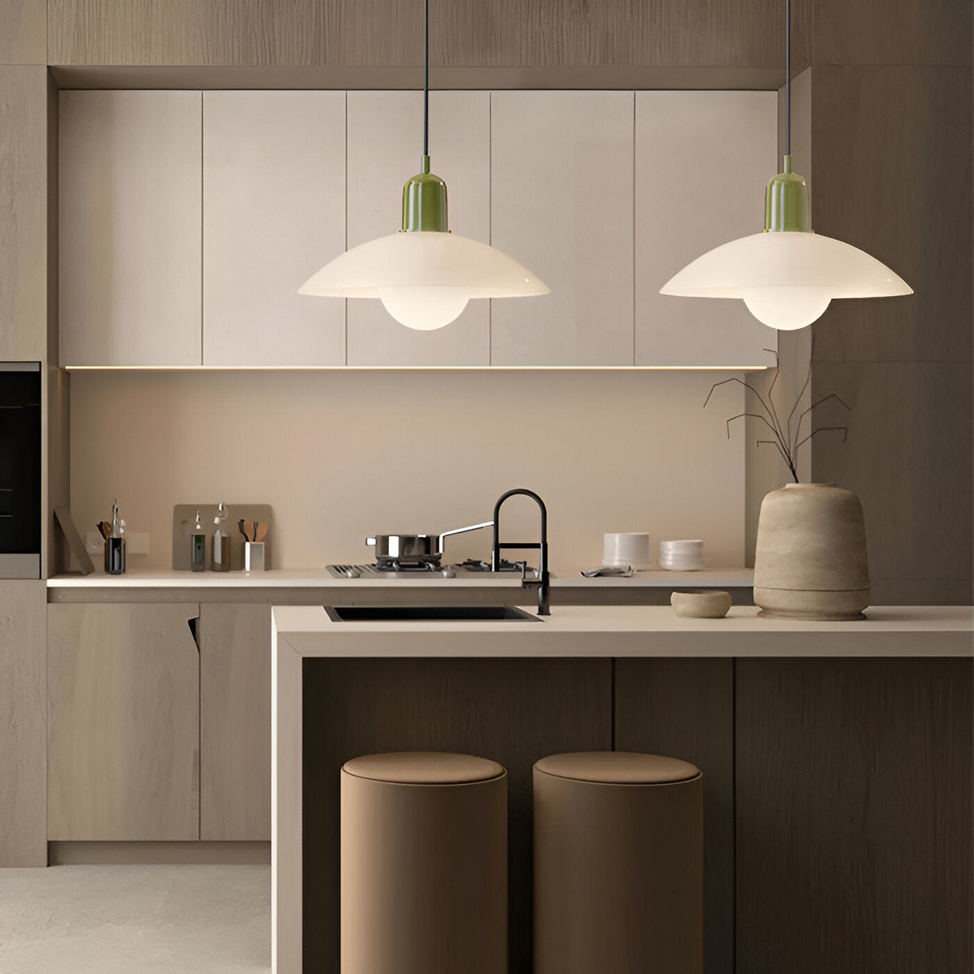 Bauhaus Minimalist Wrought Iron Pendant Light With Dome Shade