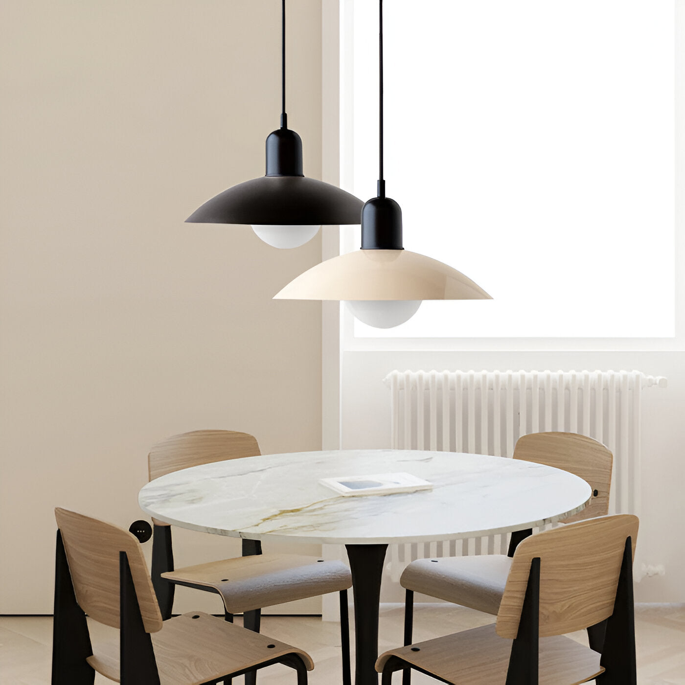 Bauhaus Minimalist Wrought Iron Pendant Light With Dome Shade